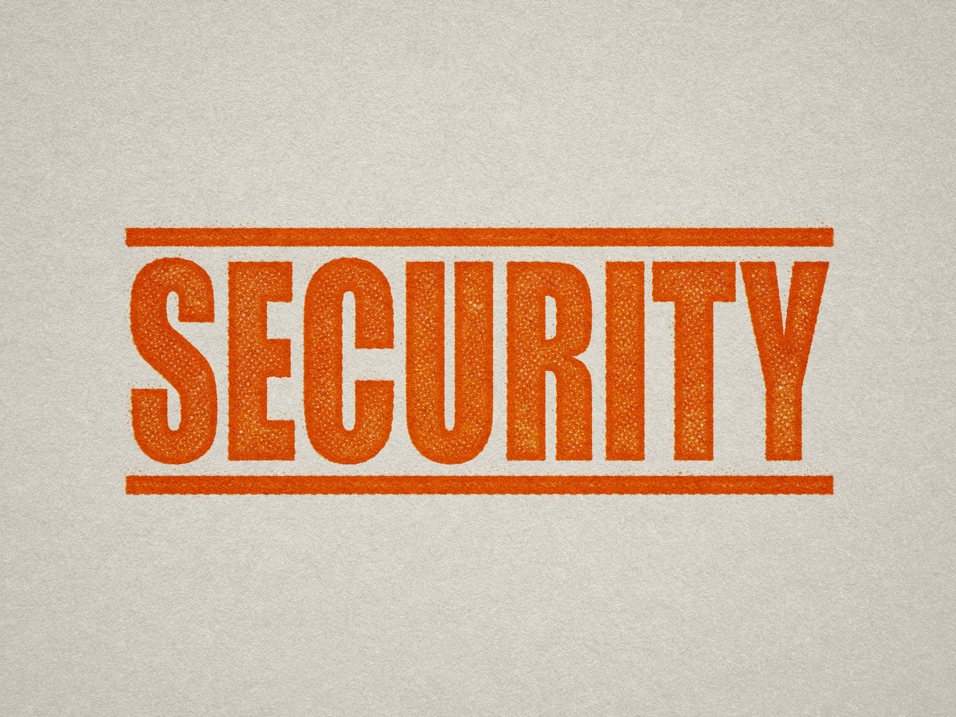 pre-designed SECURITY stamp orange ink