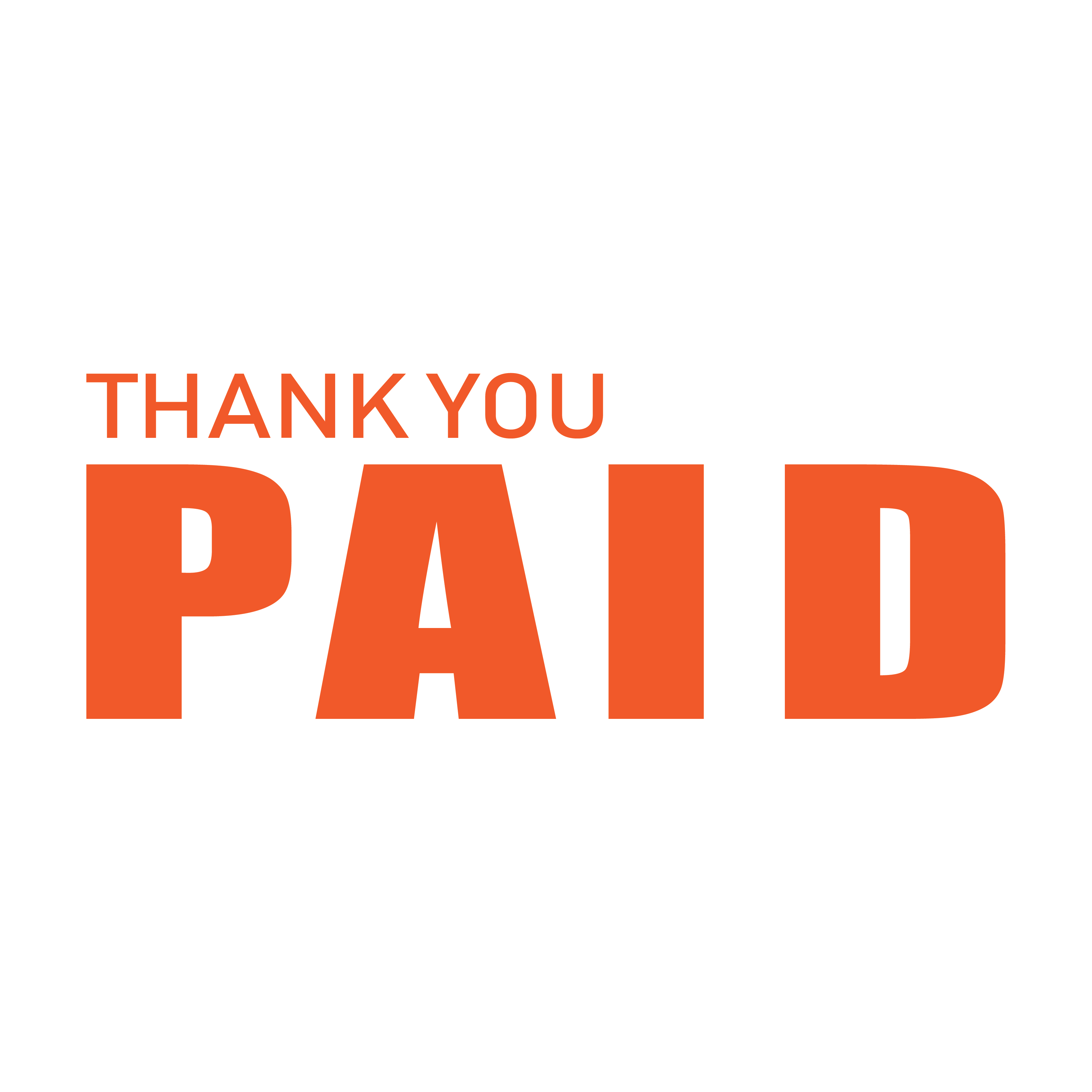 Orange Thank you Paid stamp ready made