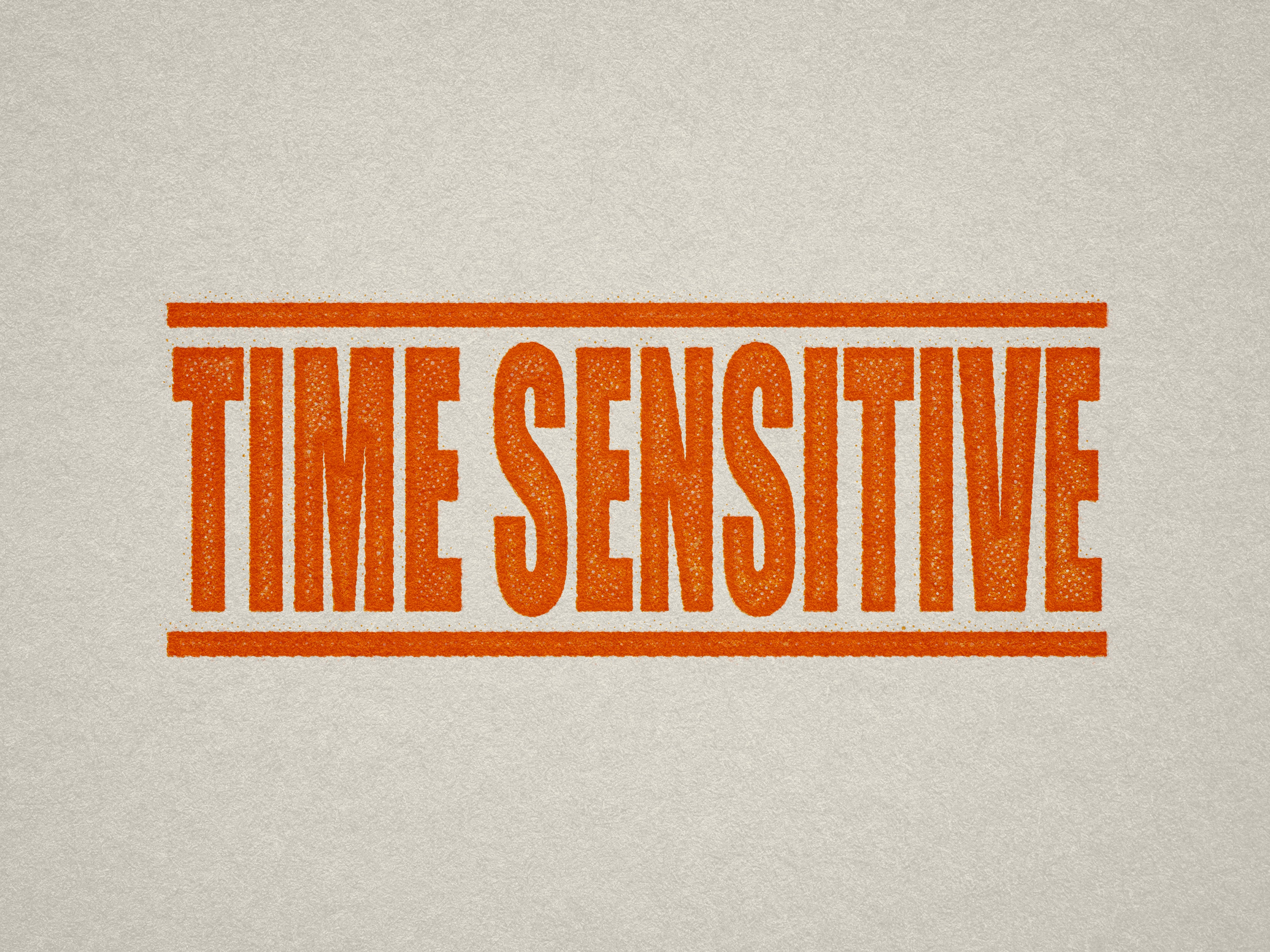 Bold Orange Time Sensitive rubber stamp