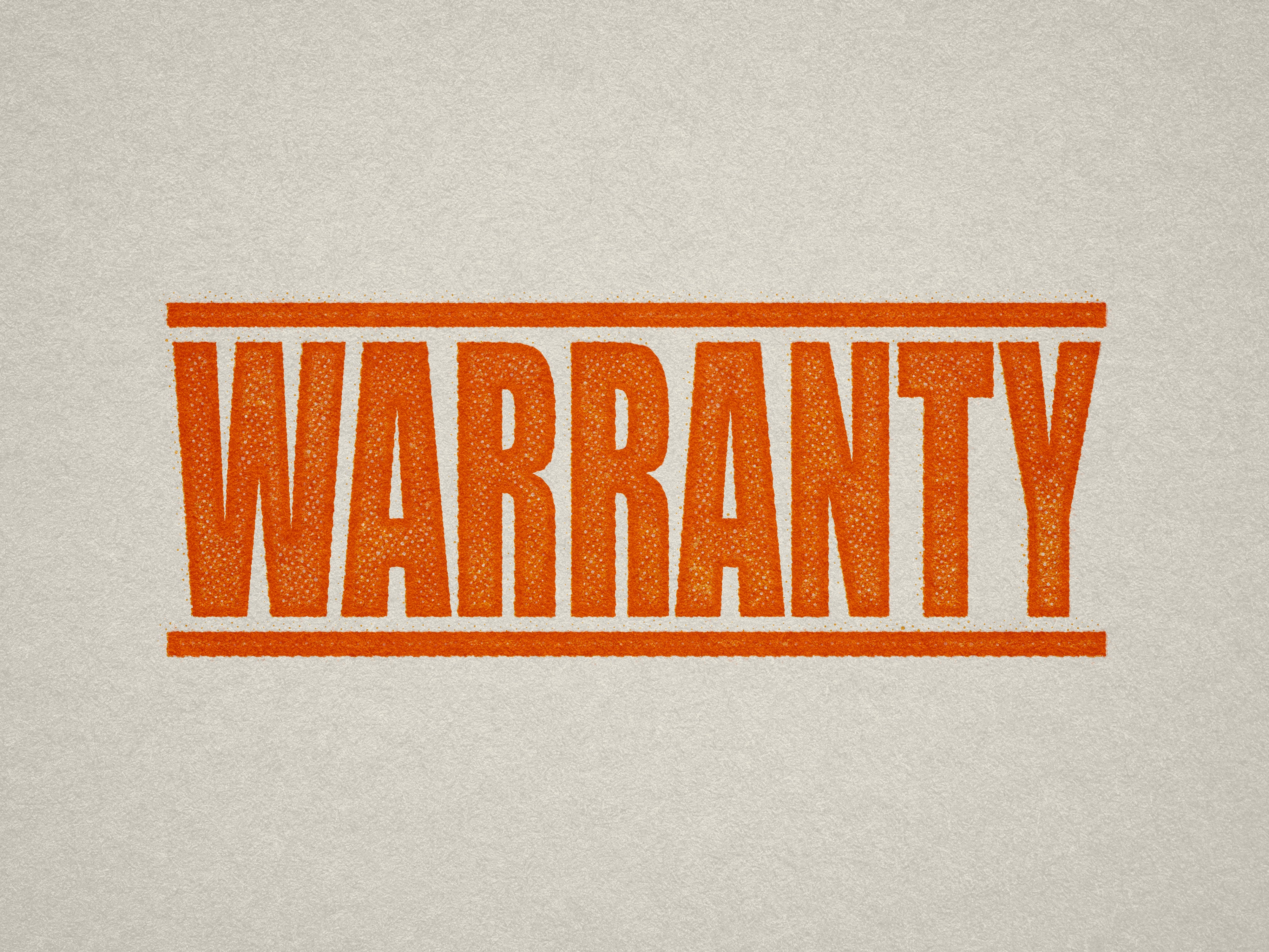 mock up design of 'Warranty ' rubber stamp orange ink in paper background stampers hand stamp office business inventory documents self inking prefill refillable stamps stamping