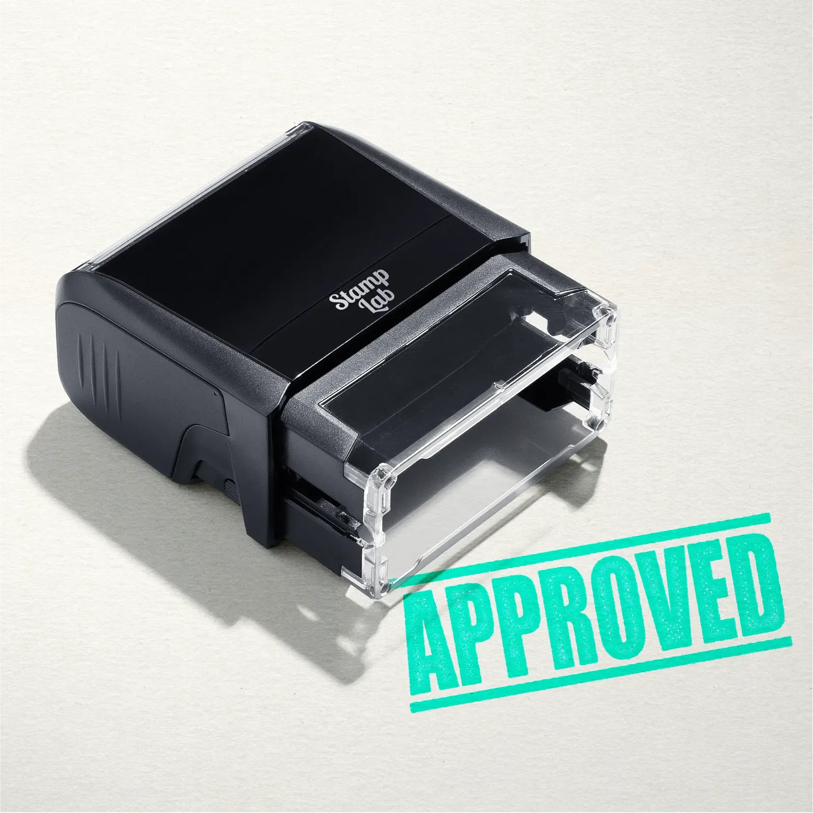 "Mock up design or lifestyle image of 'APPROVED' rubber stamp mint ink in paper background stampers hand stamp office business inventory documents mint
"