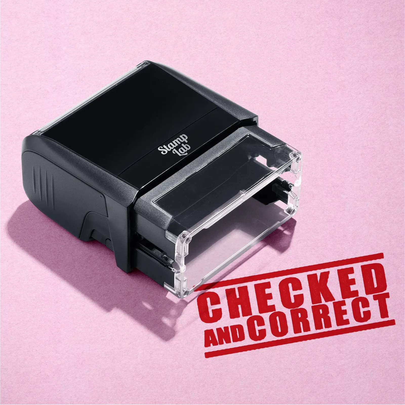 Pre-deigned Checked and Correct rubber stamp Red ink