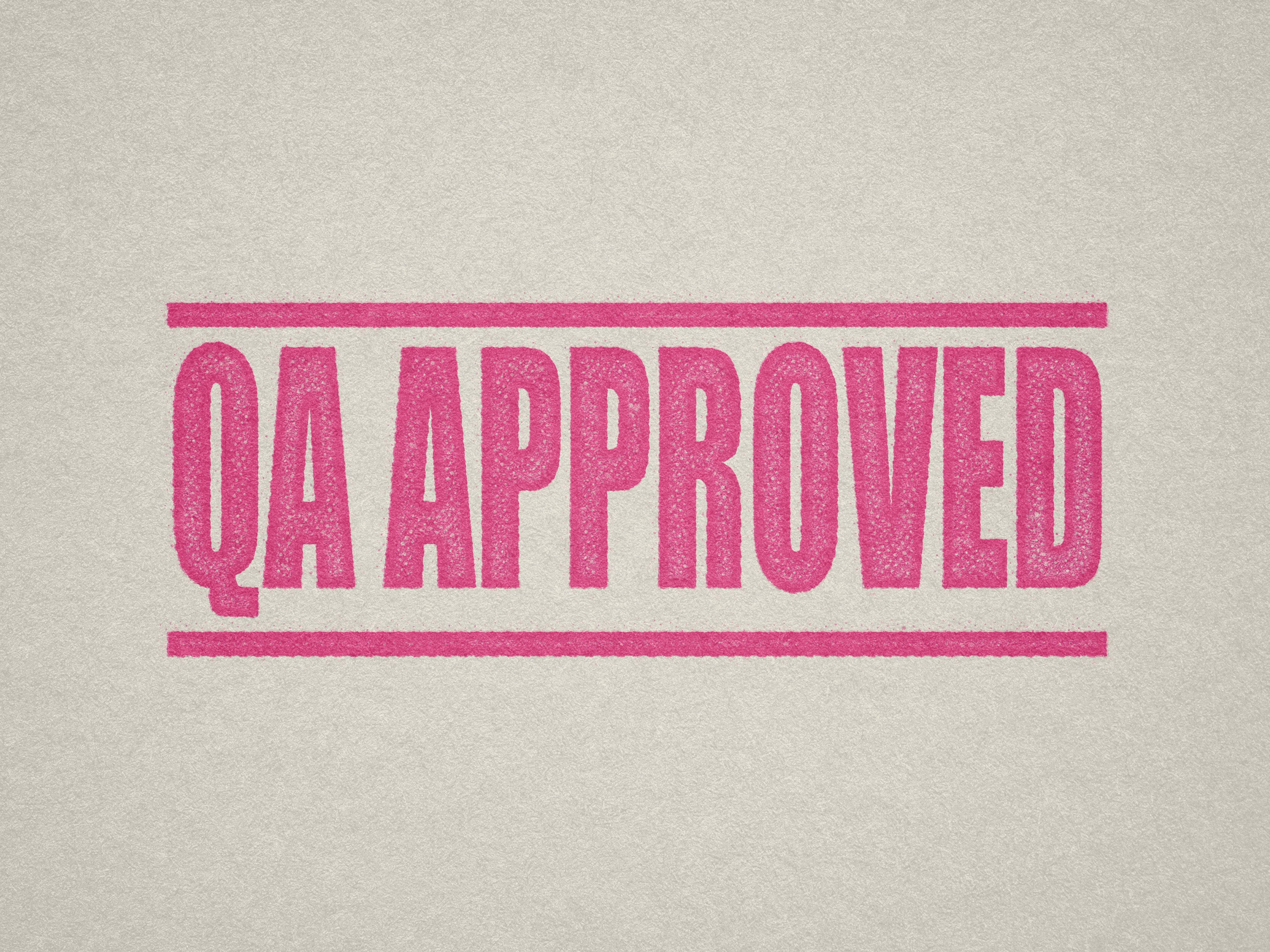 pink QA Approved stamp pre-inked stamp machine