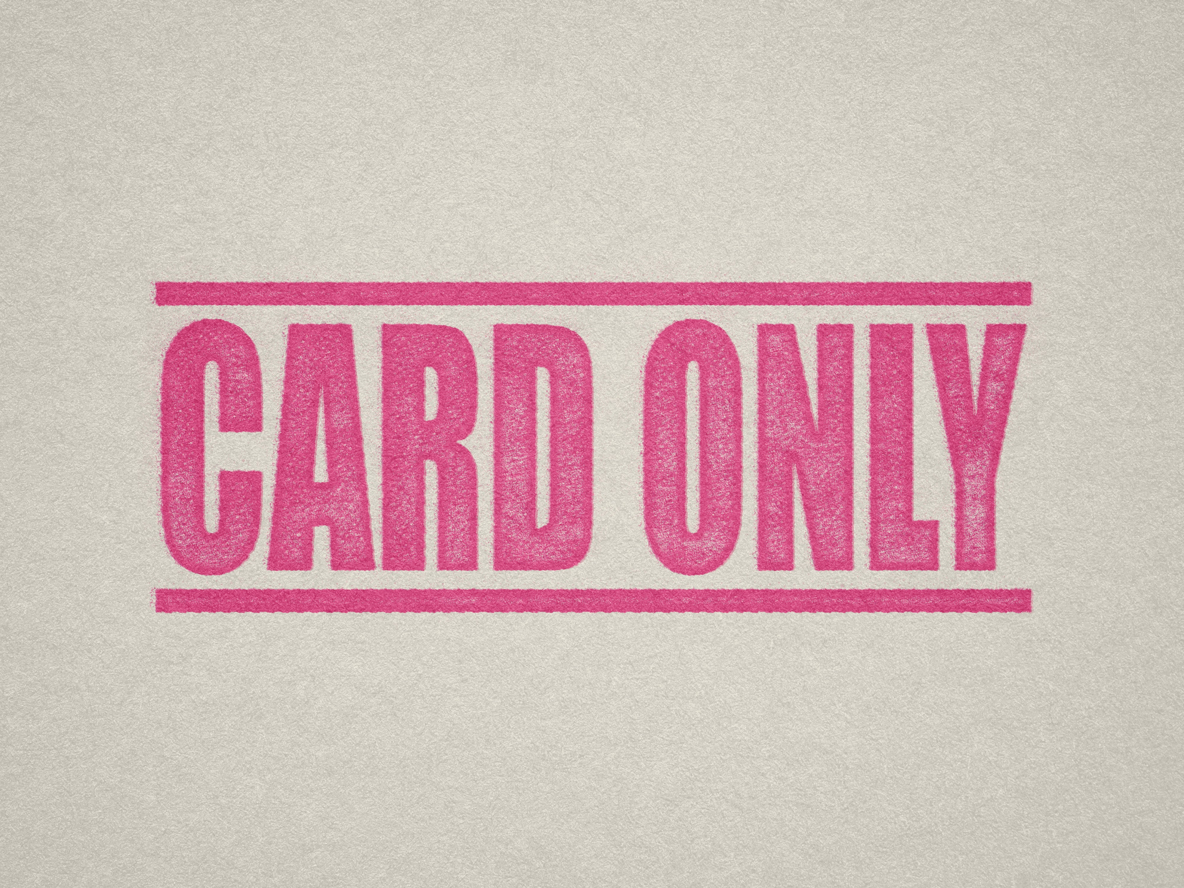 mock up design of 'Card Only" rubber stamp pink ink in paper background stampers hand stamp office business inventory documents