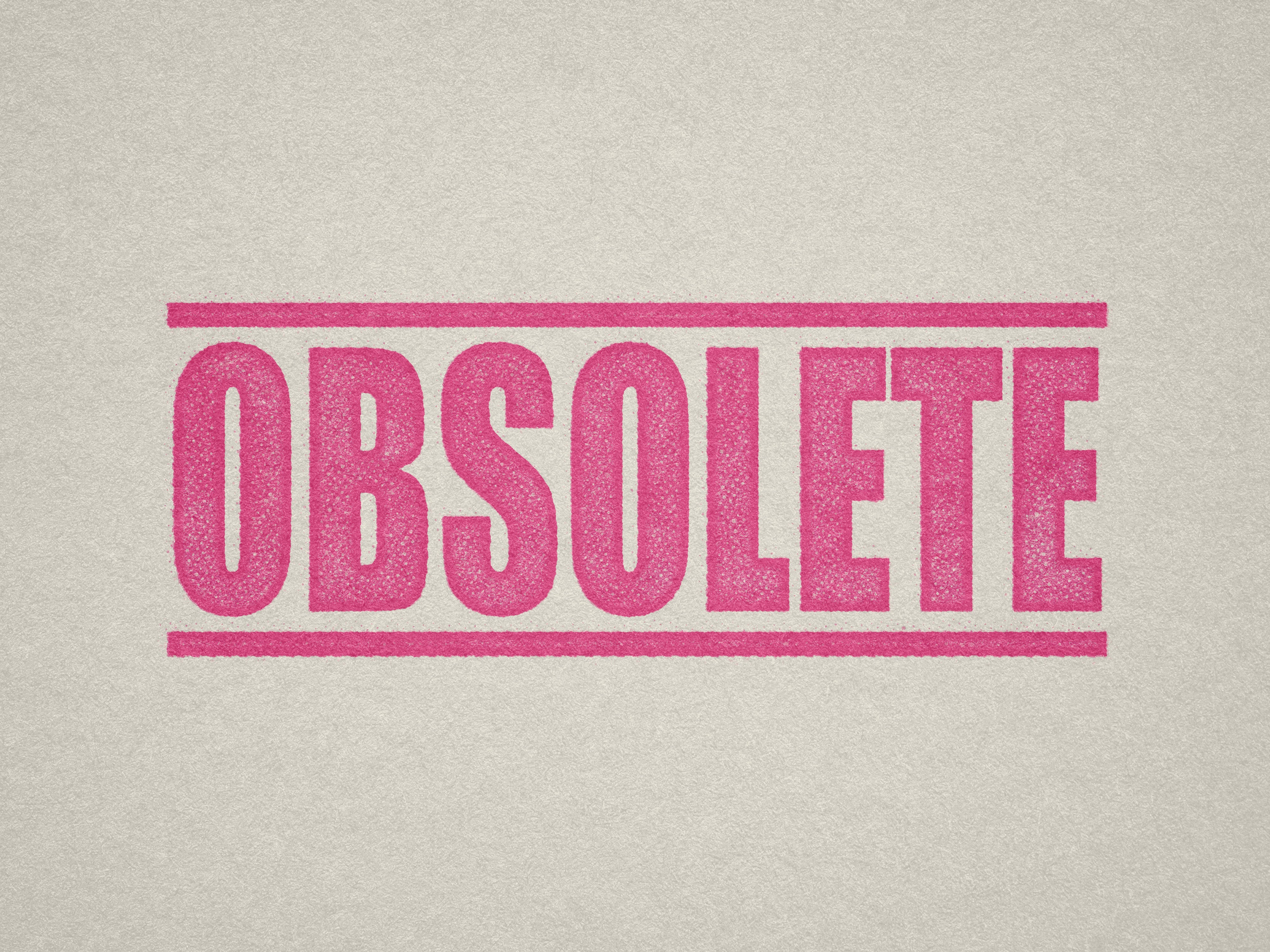 mock up design of 'Obsolete" rubber stamp pink ink in paper background stampers hand stamp office business inventory documents