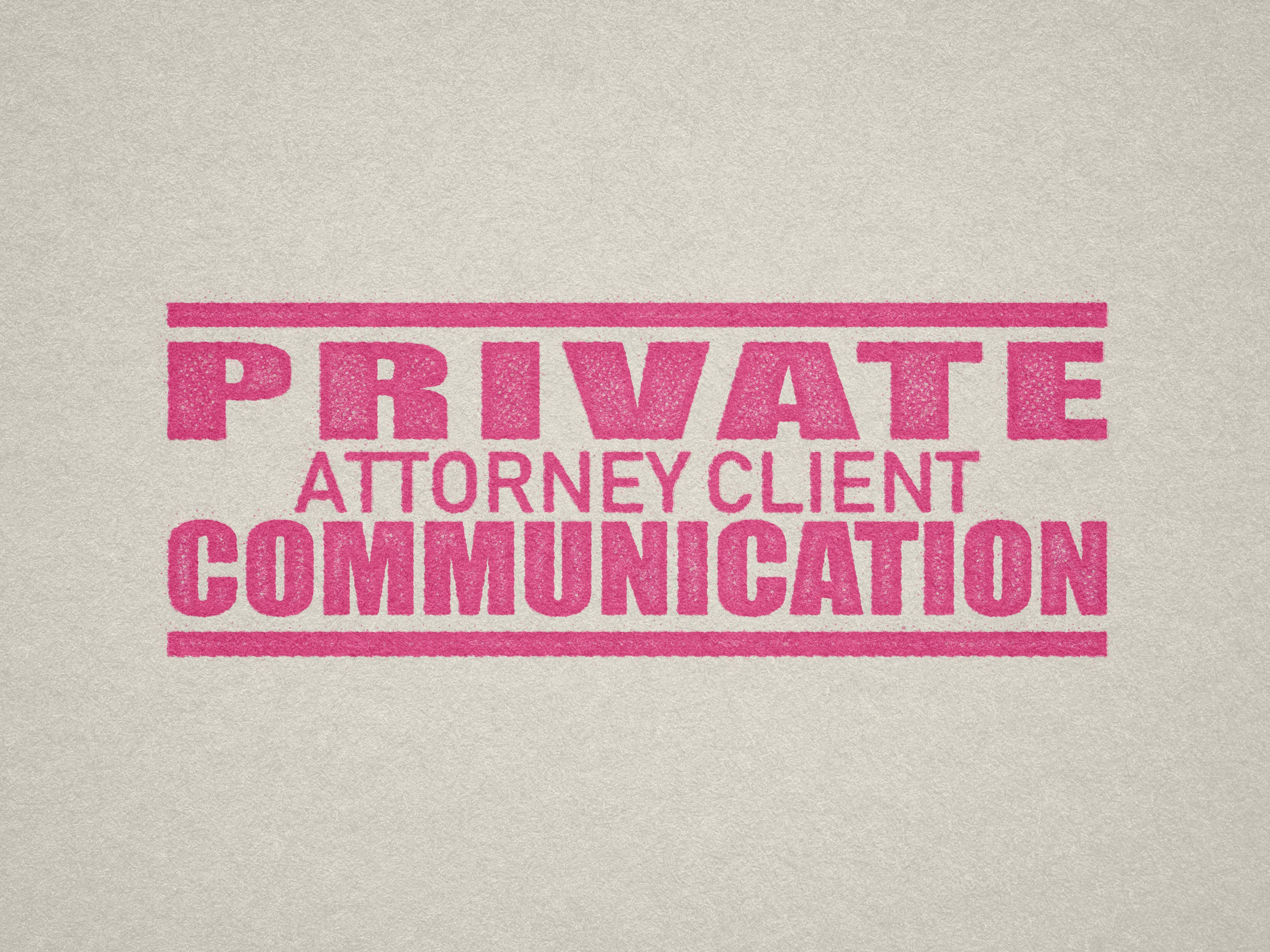 pre-designed Private Attorney Client Communication hand stamp pink ink
