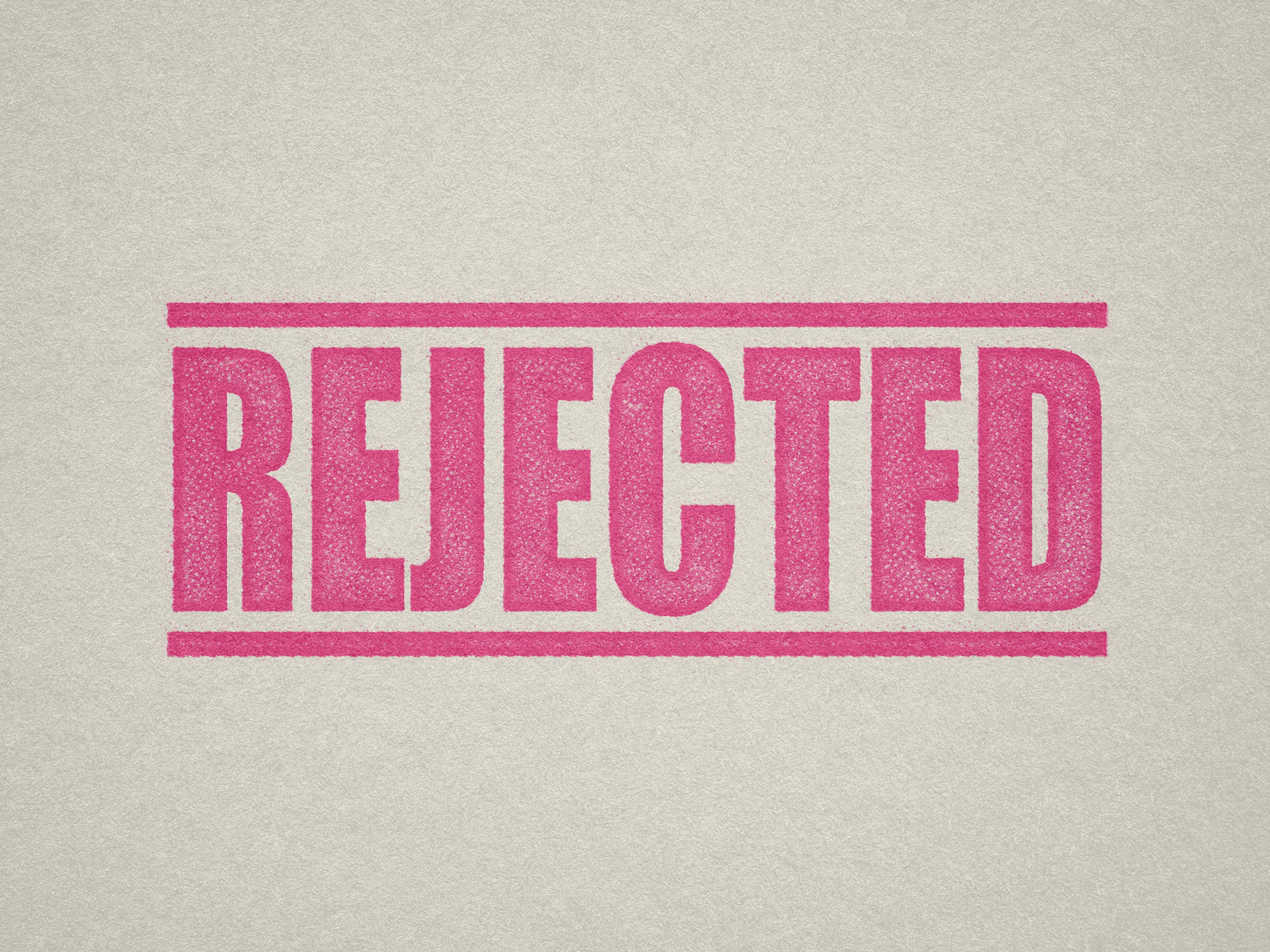 REJECTED text stamp, pink ink