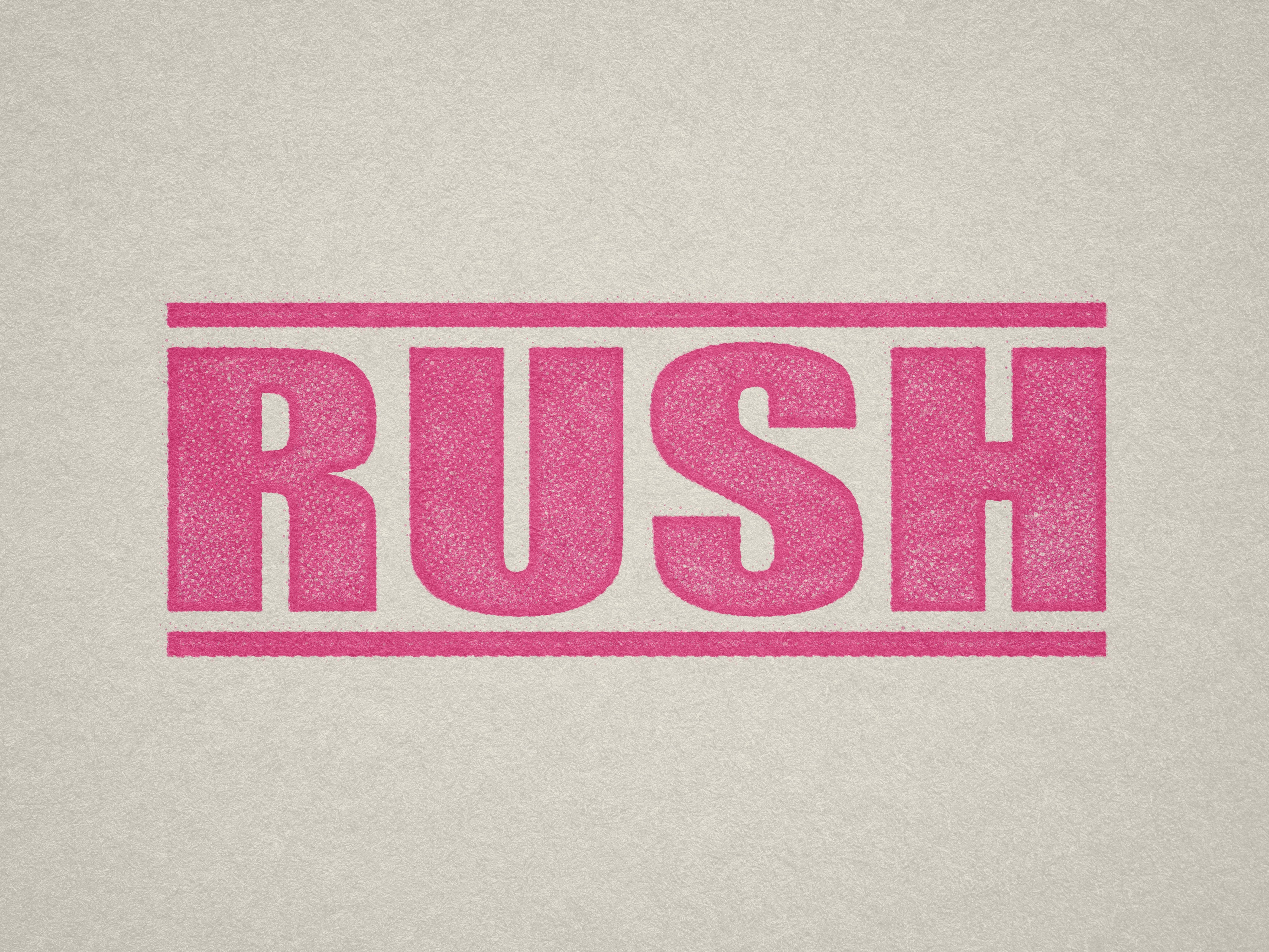 Ready-made RUSH rubber stamp Pink ink