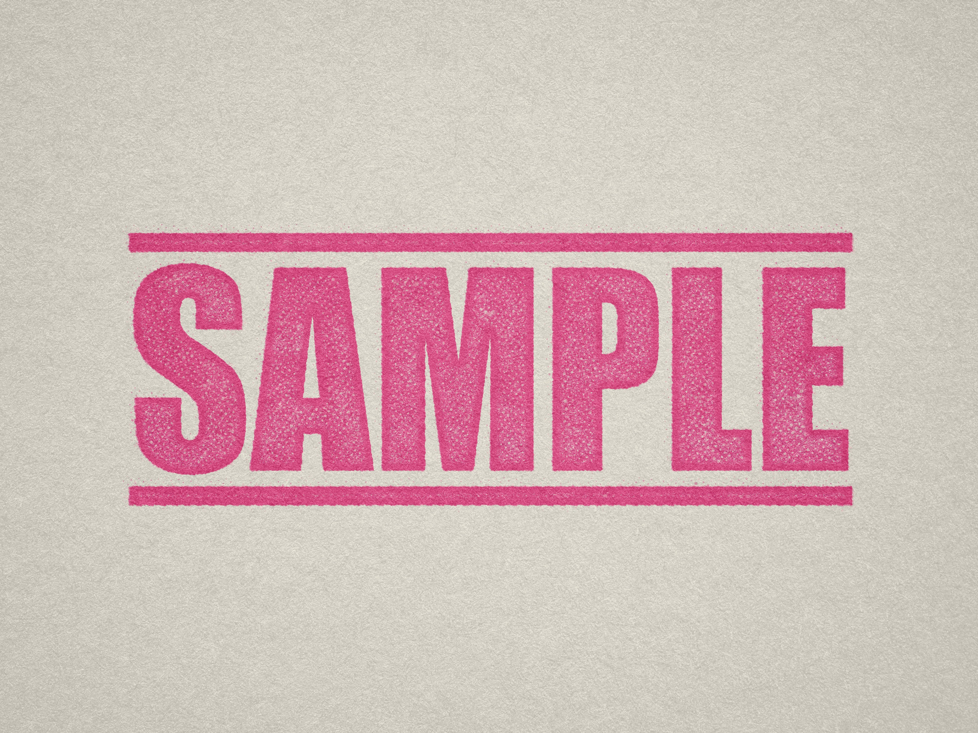 mock up design or lifestyle image of 'Sample ' rubber stamp pink ink in paper background stampers hand stamp office business inventory documents self inking prefill refillable stamps stamping