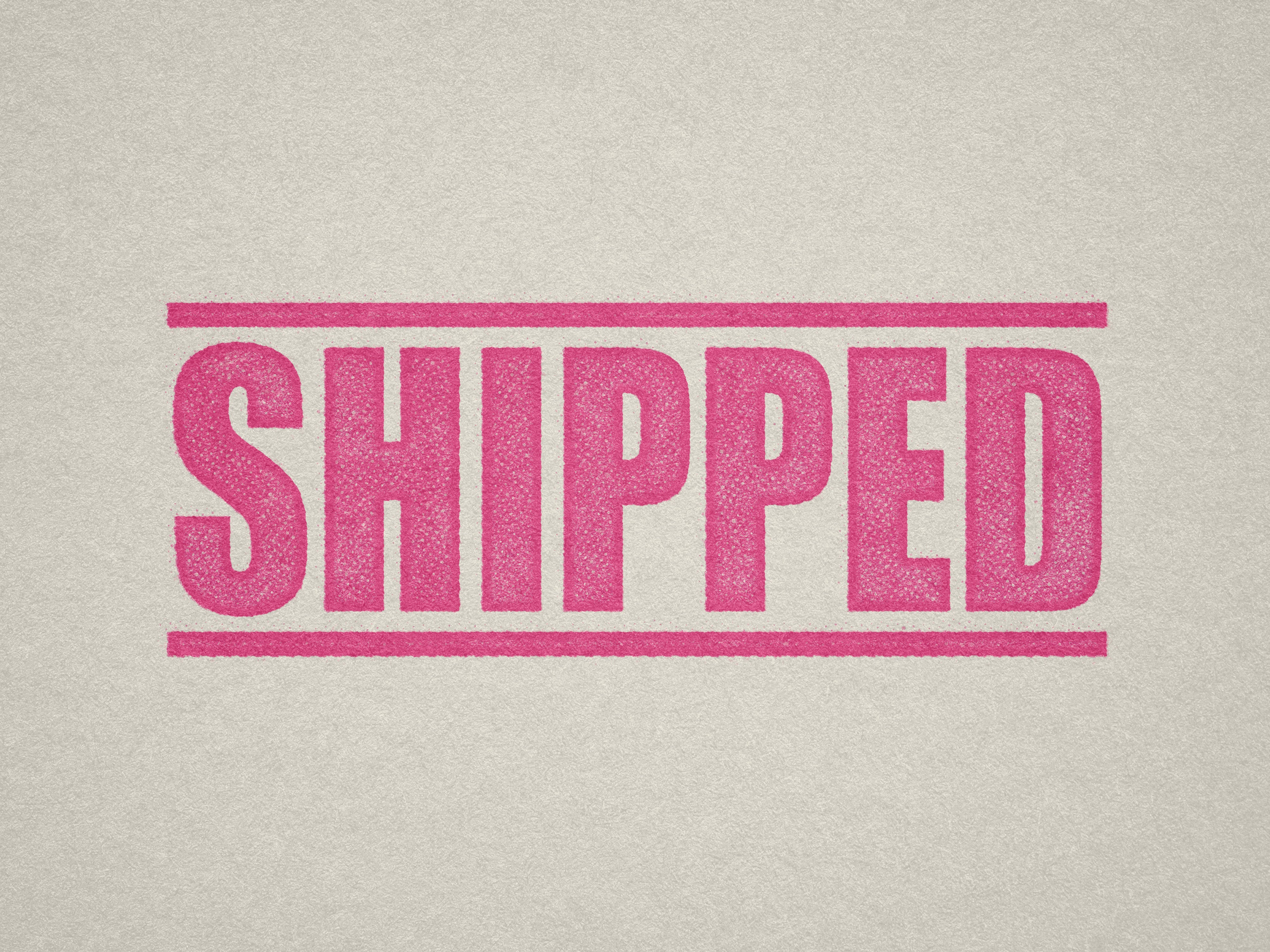 ready made Shipped stamp pink ink