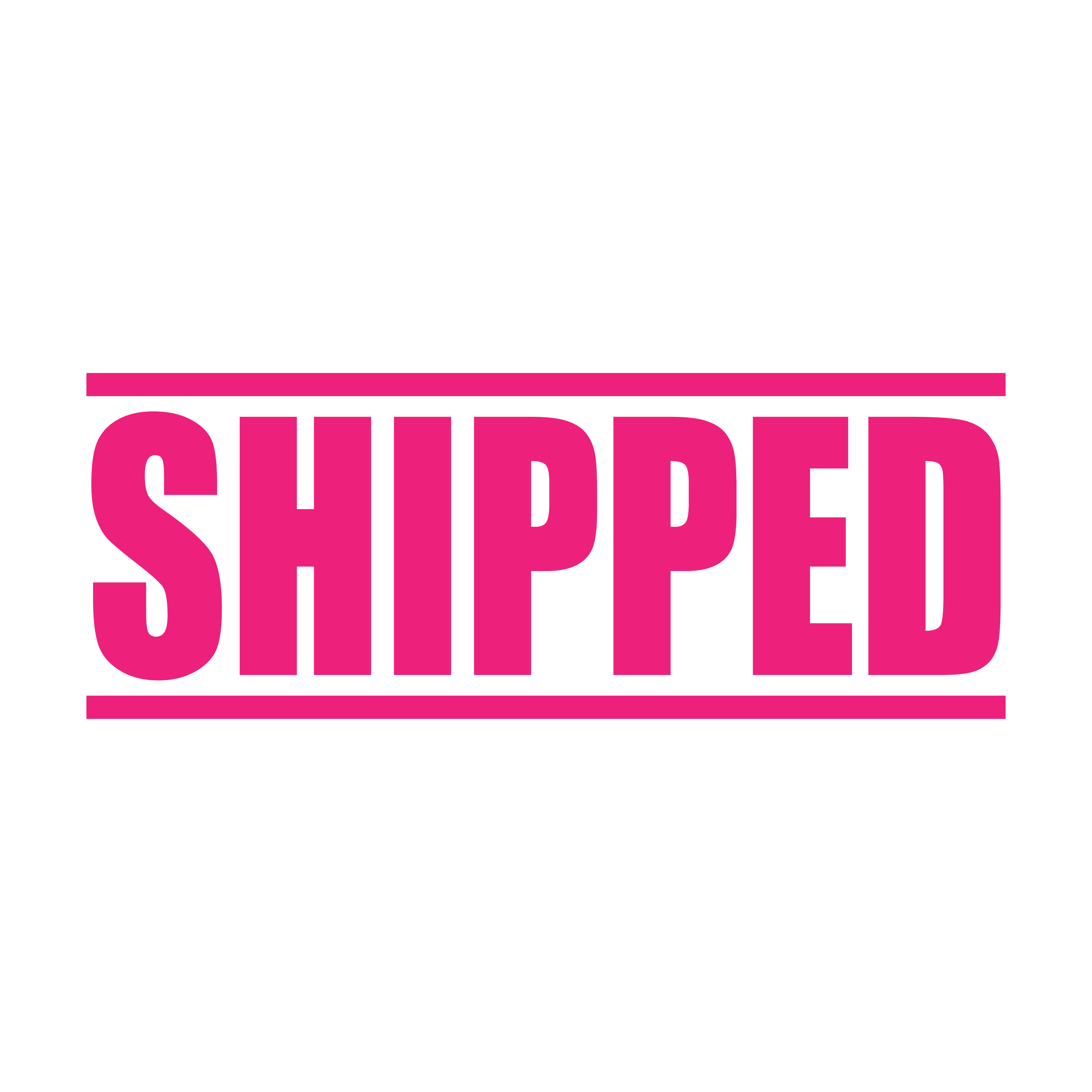 Shipped stamp ready made design pink ink.