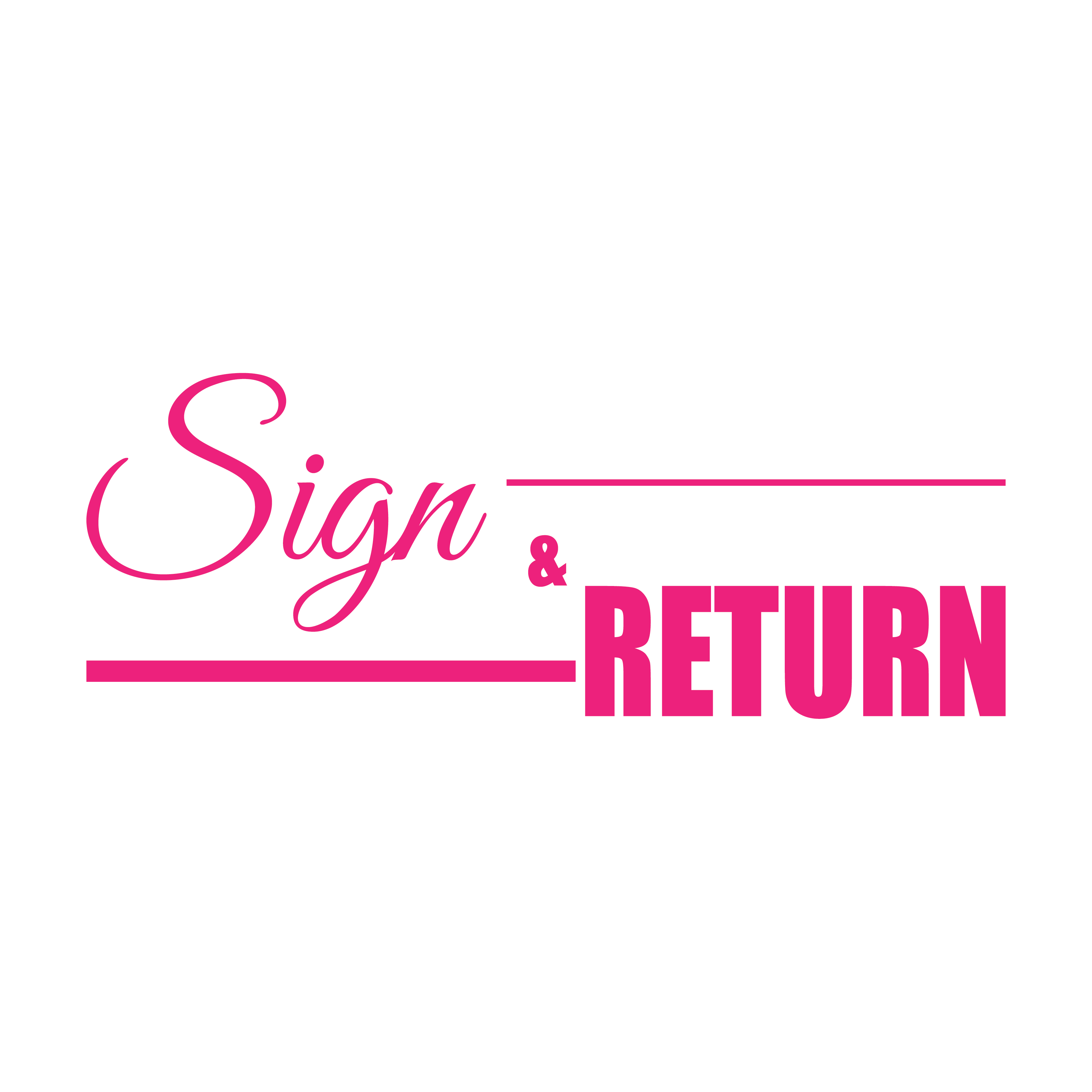 Sign and Return office stamp pink ink
