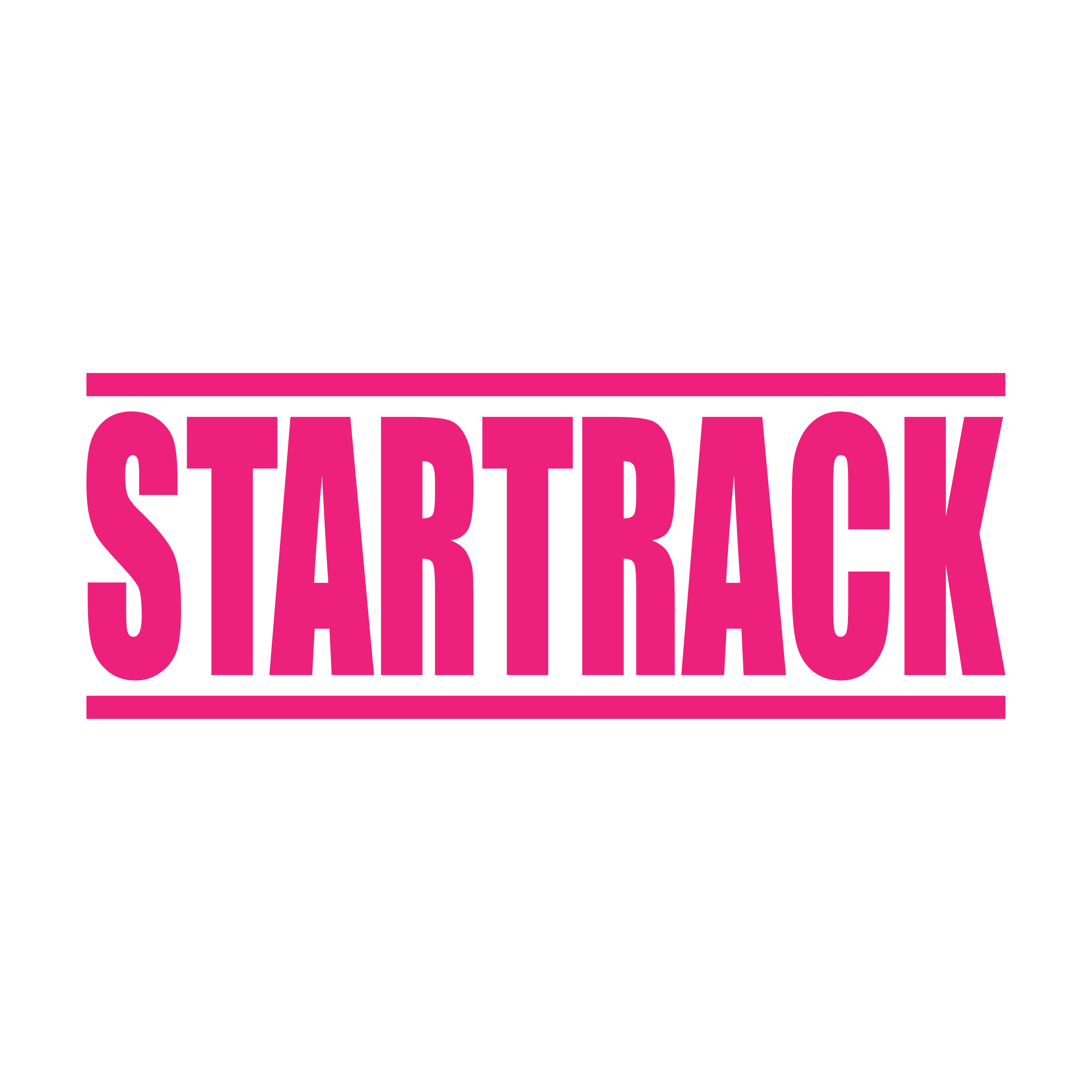 Pink pre-inked STARTRACK stamp for logistics