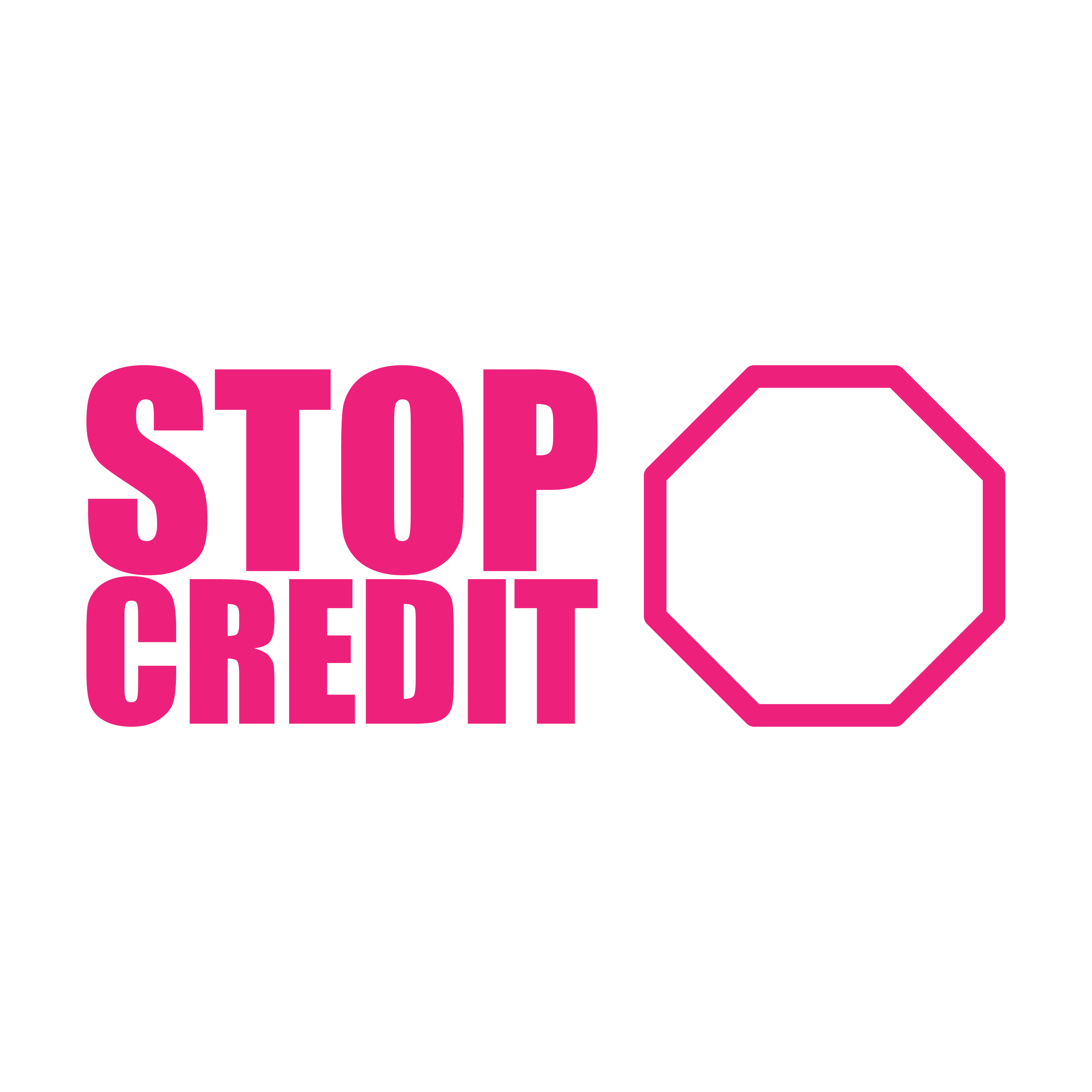 pink Stop Credit rubber office stamp