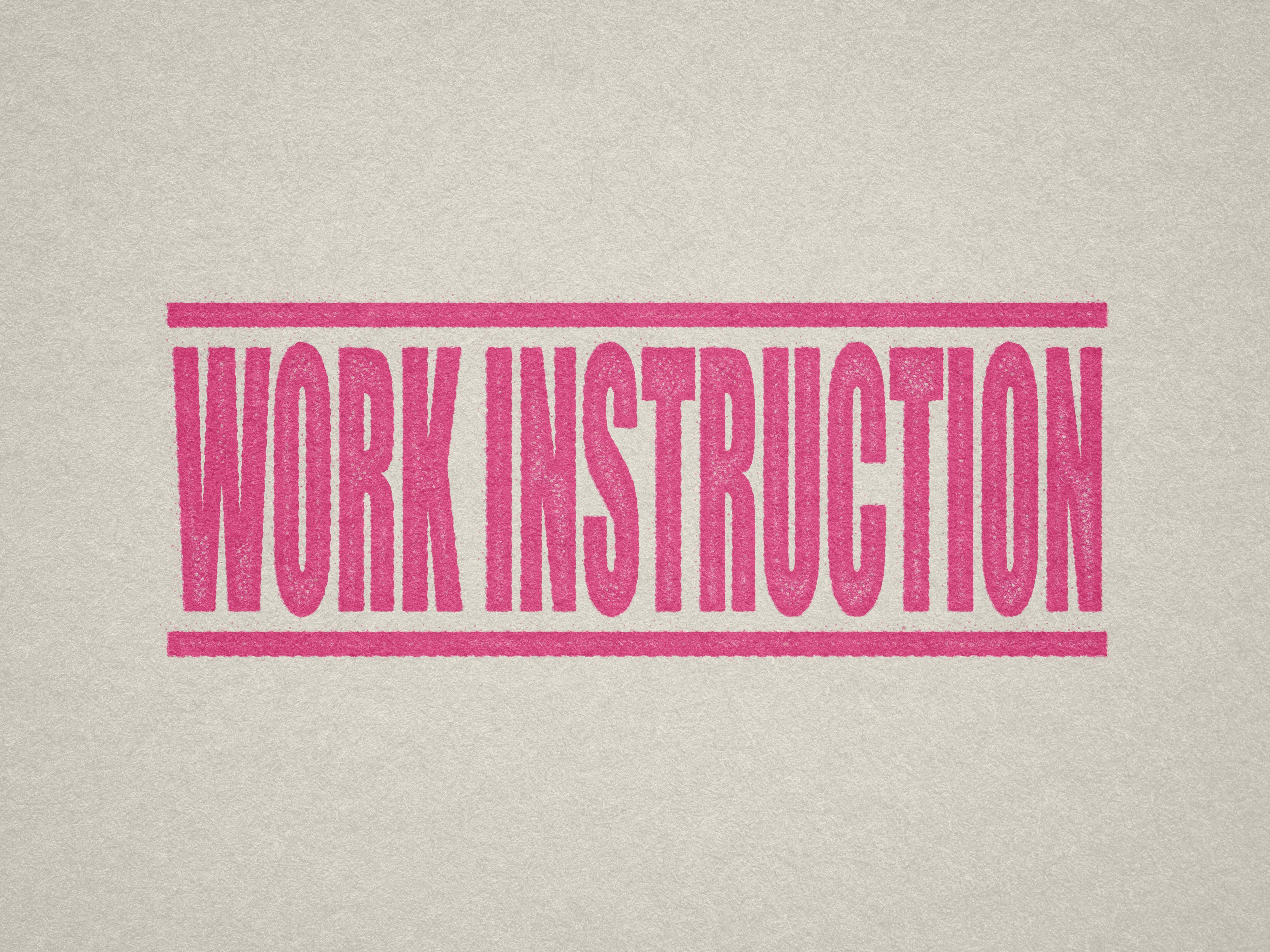 Pink Work Instruction Stamp