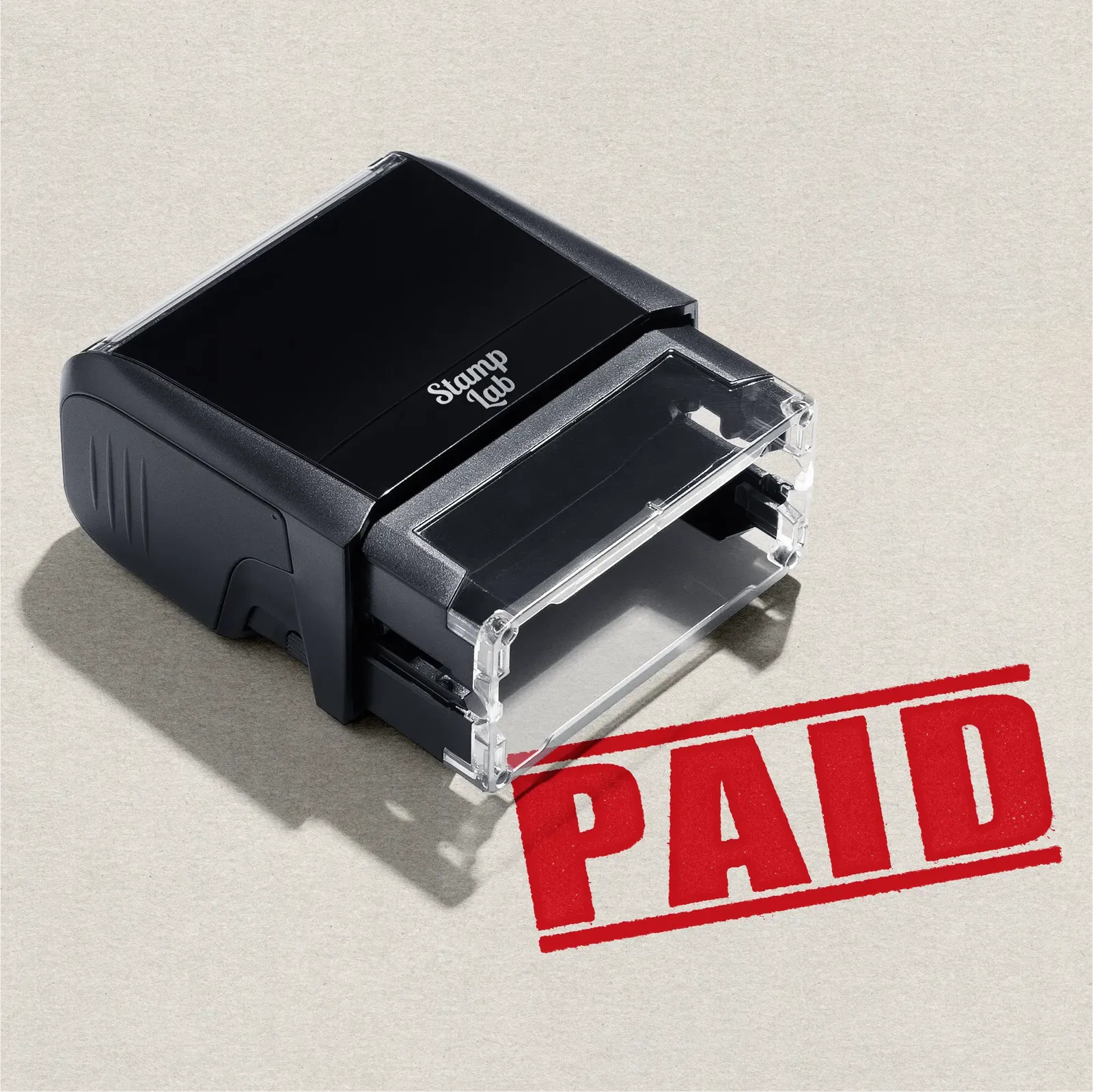 Self-Inking rubber stamp "Paid" design red ink