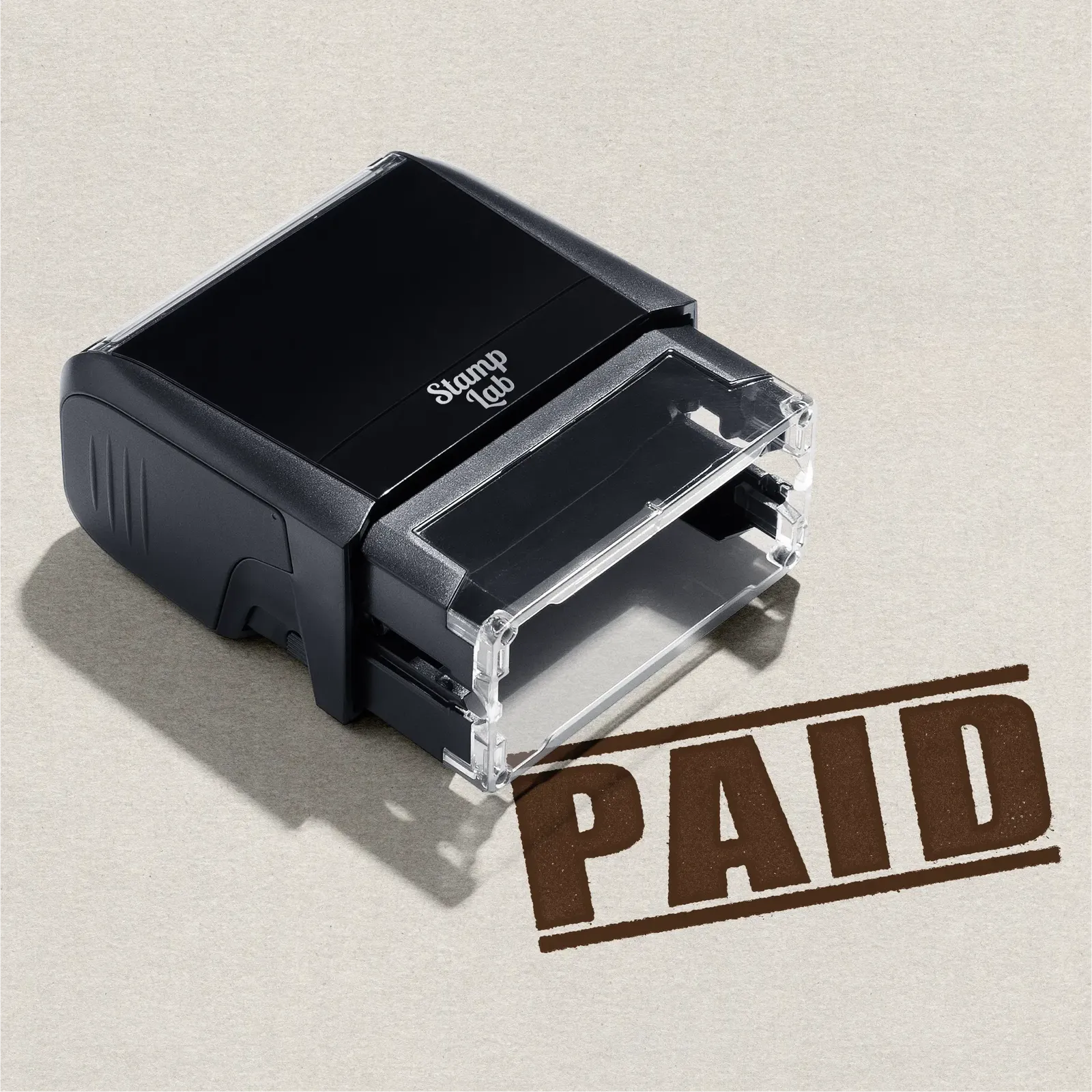 self-inking paid stamps Brown ink