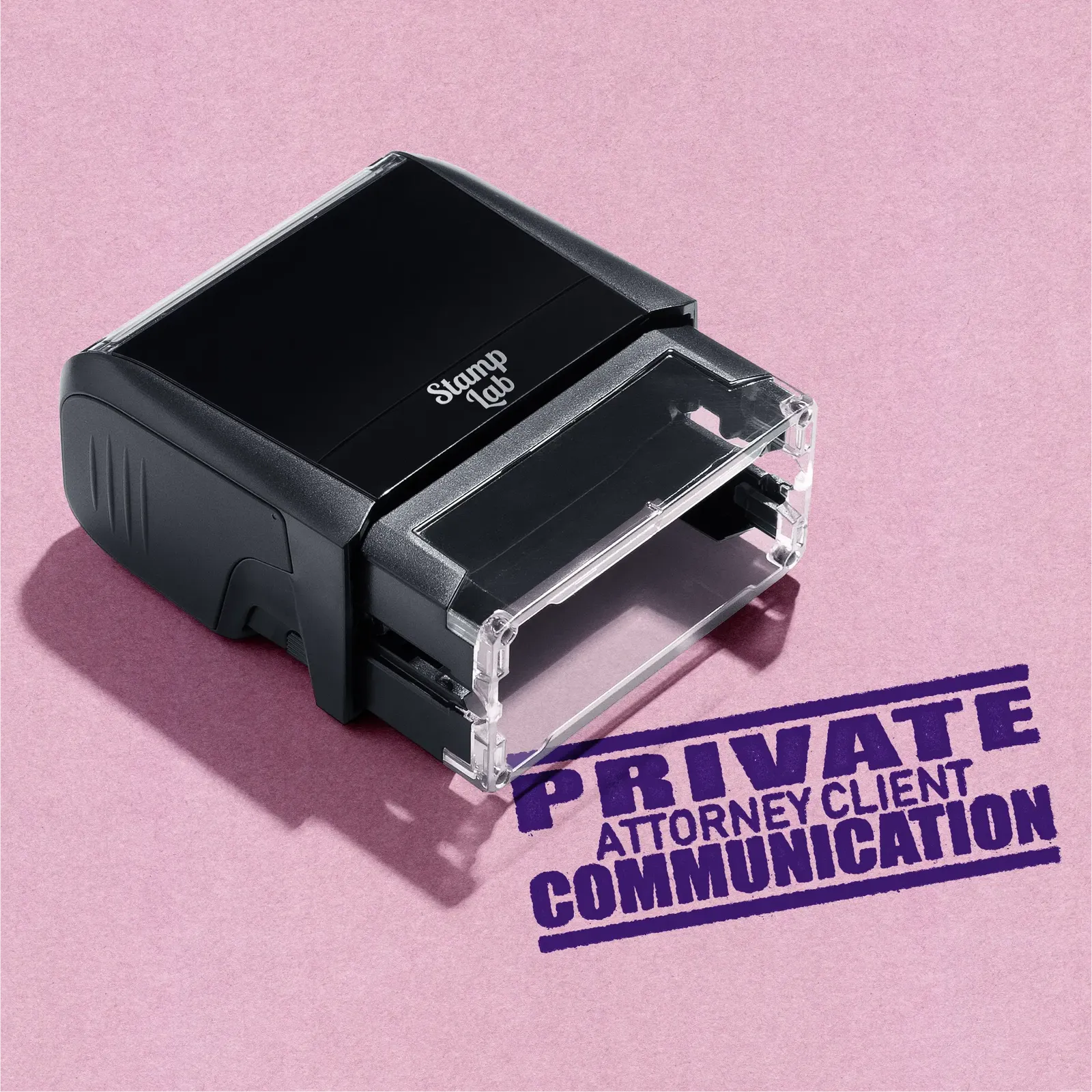 Self-inking "Private Attorney Communication" rubber stamper Violet ink