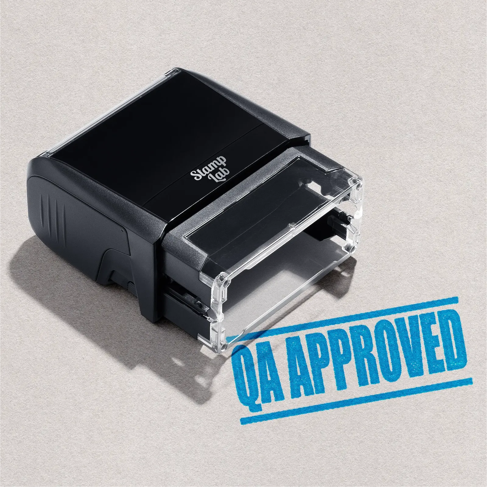 Sky Blue stamp 'QA Approved' Design, Self-inking stamp machine