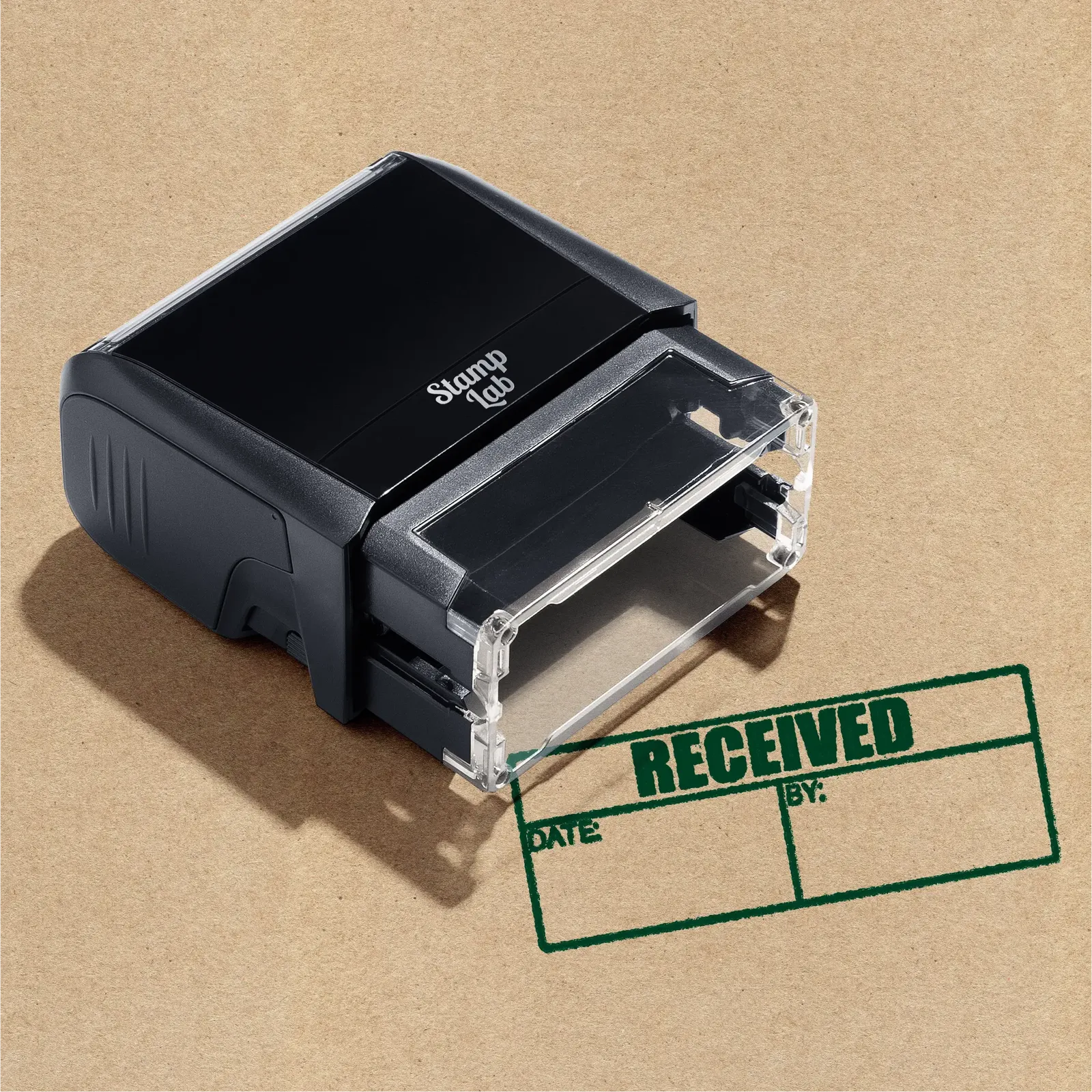 Green pre-designed Received Date By Stamp