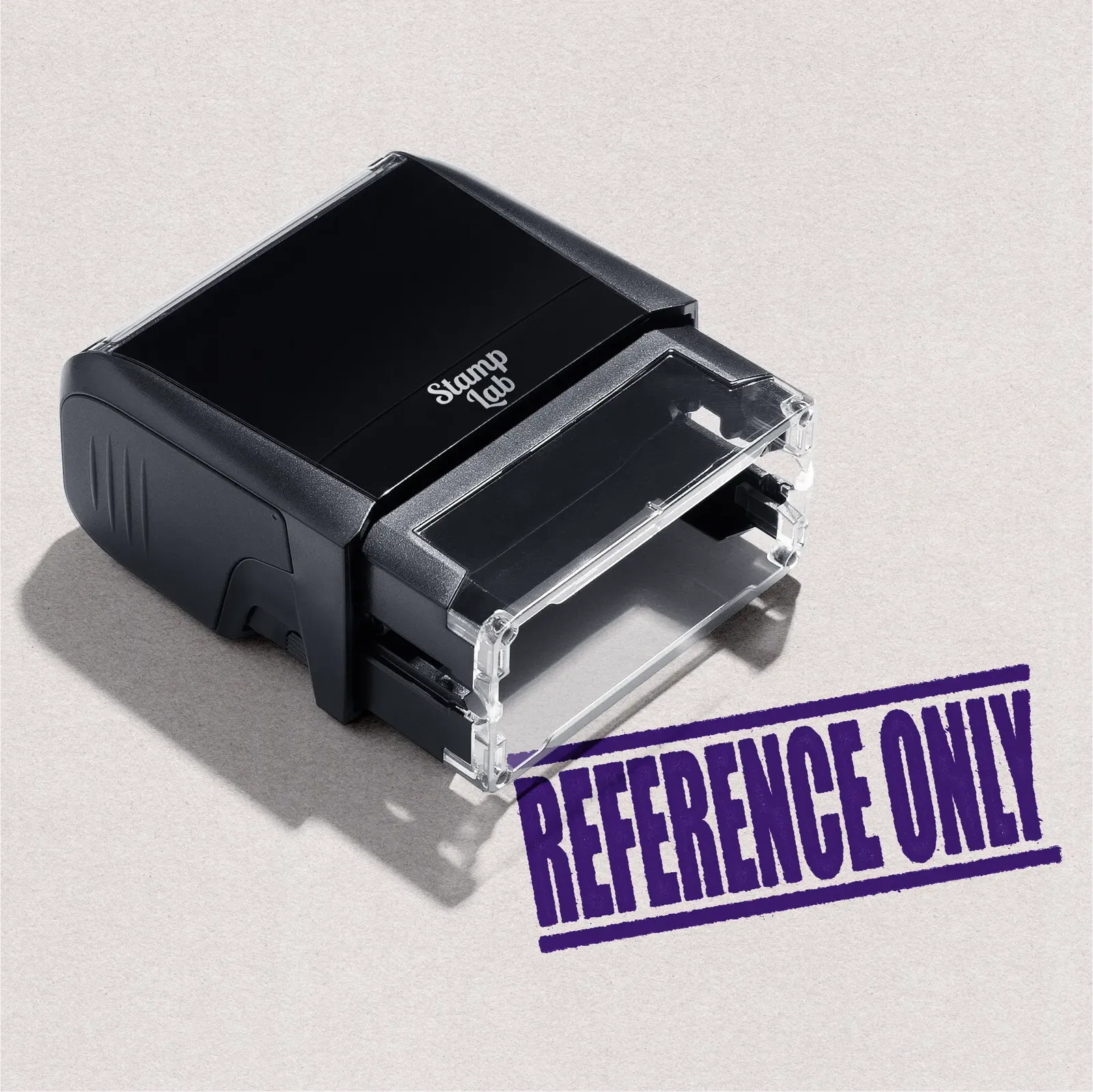 stock design office stamp 'REFERENCE ONLY' design in Violet ink