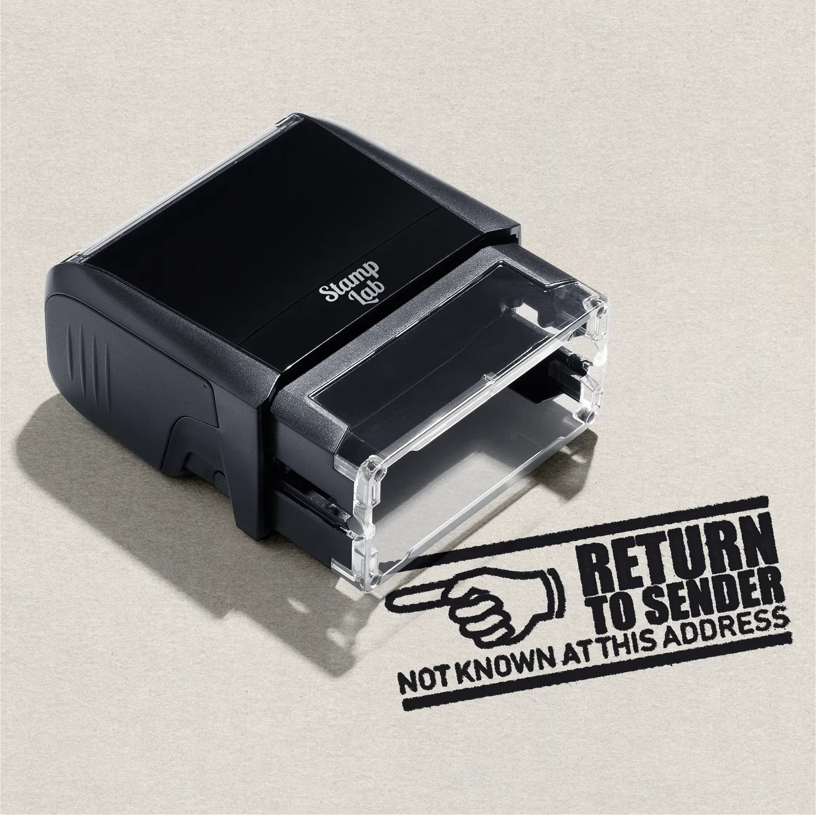 pre-inked RETURN TO SENDER rubber stamp Black ink