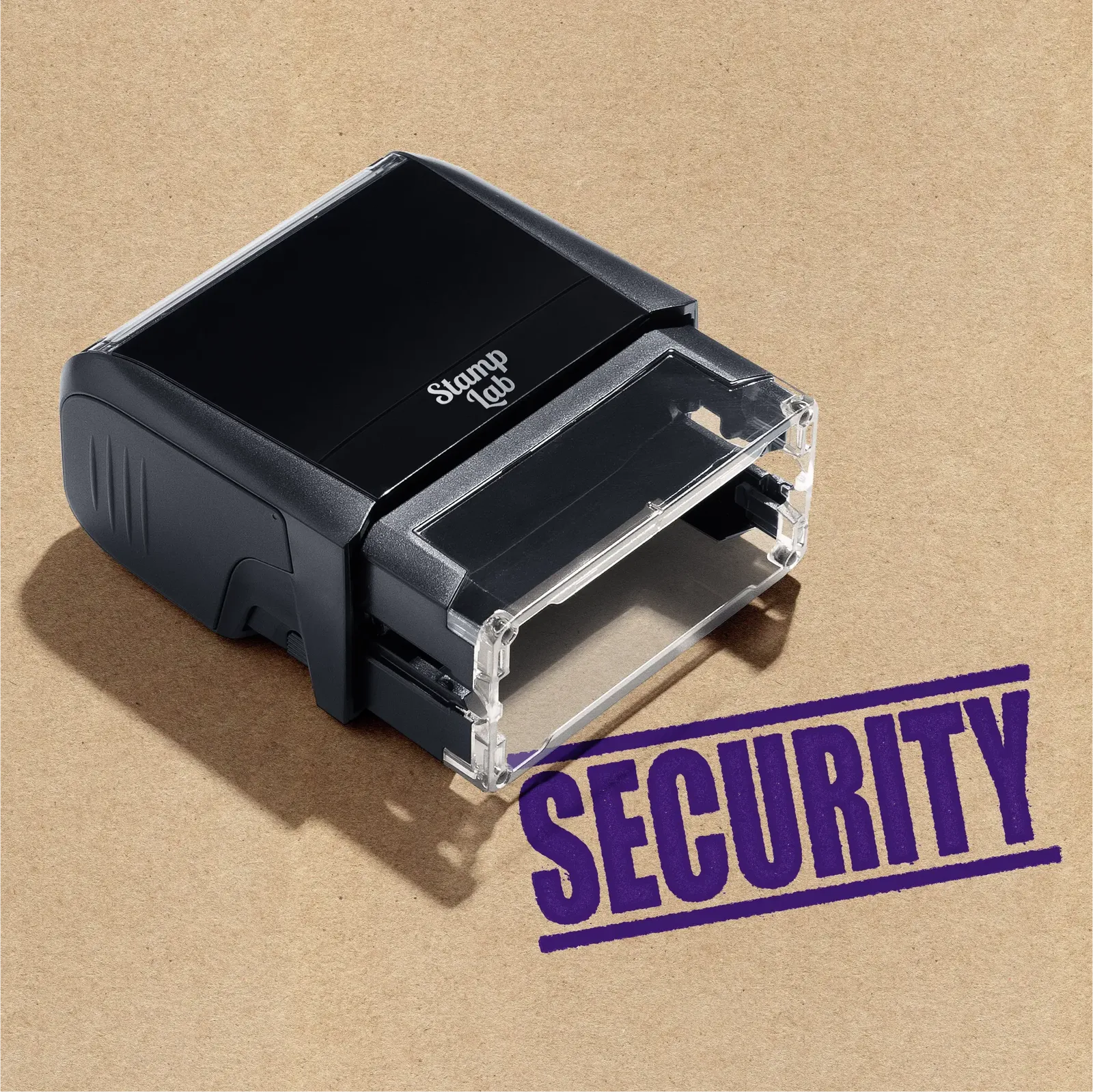 self-inking Stamp ready made design "Security" in Violet ink