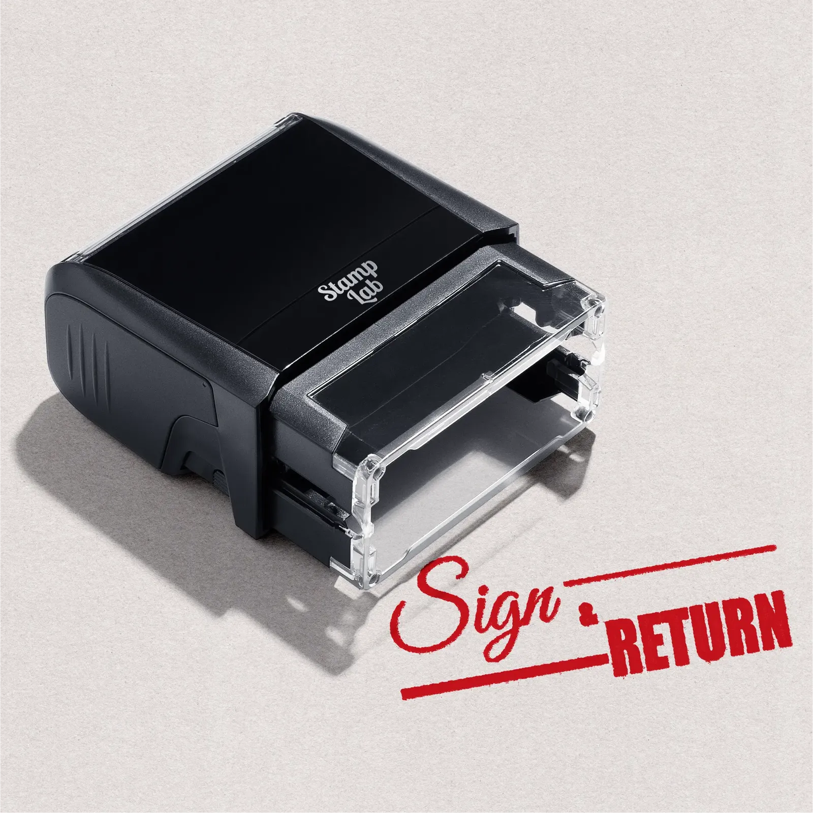 Self-inking Sign and Return Rubber stamp Red ink