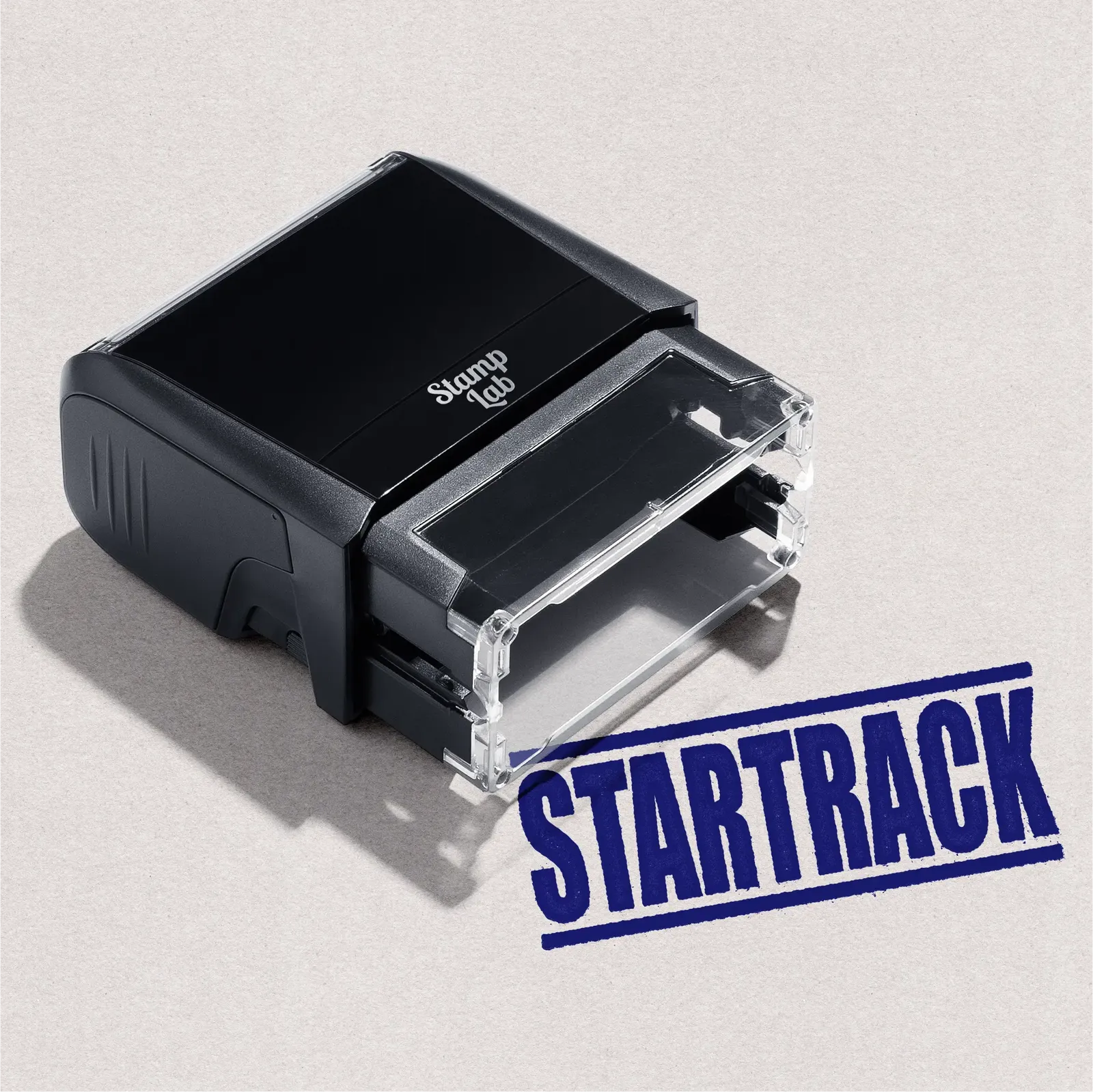 pre-inked rubber stamp Startrack design blue ink