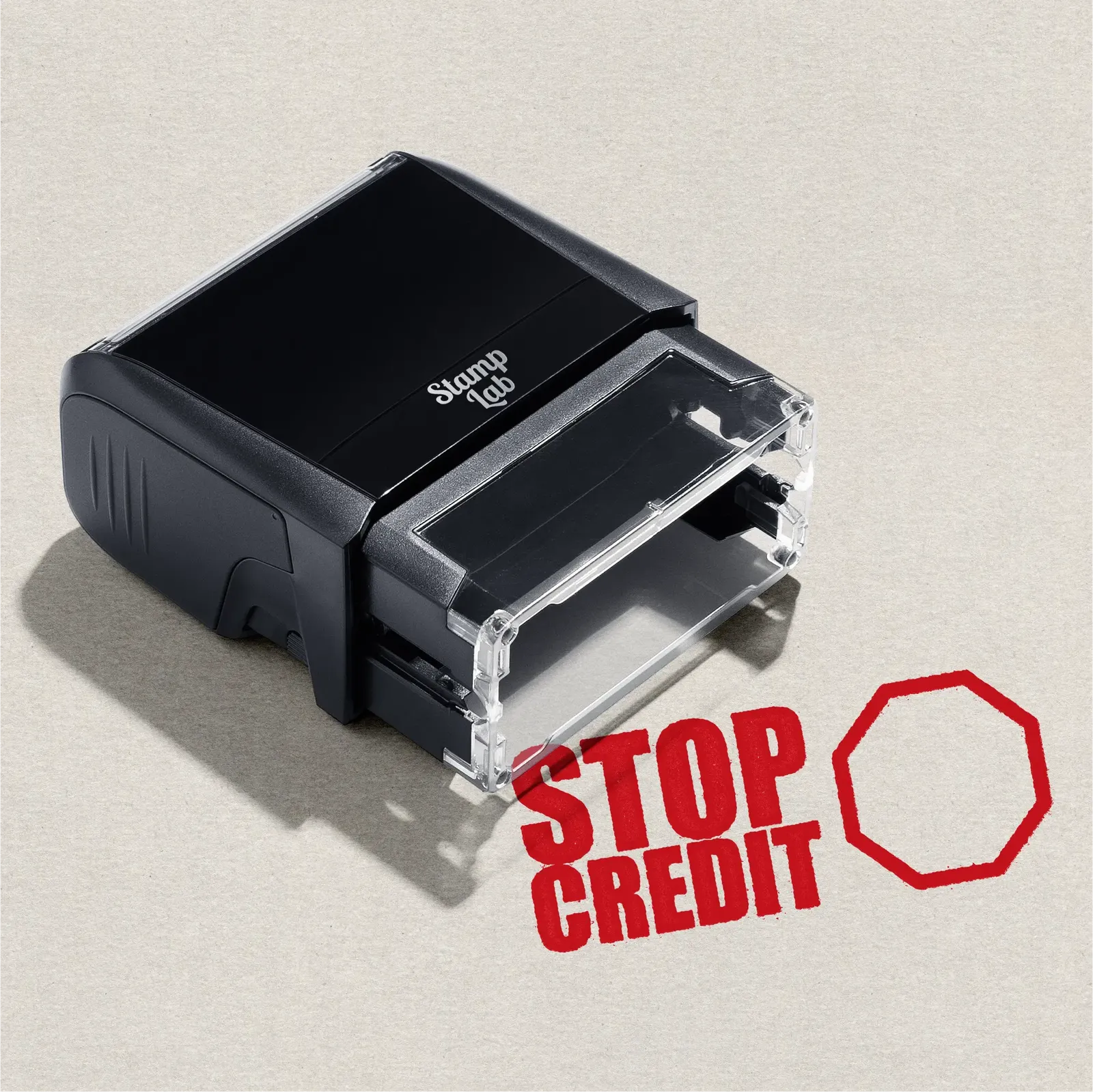 Self-inking Stop Credit Stamp Red ink