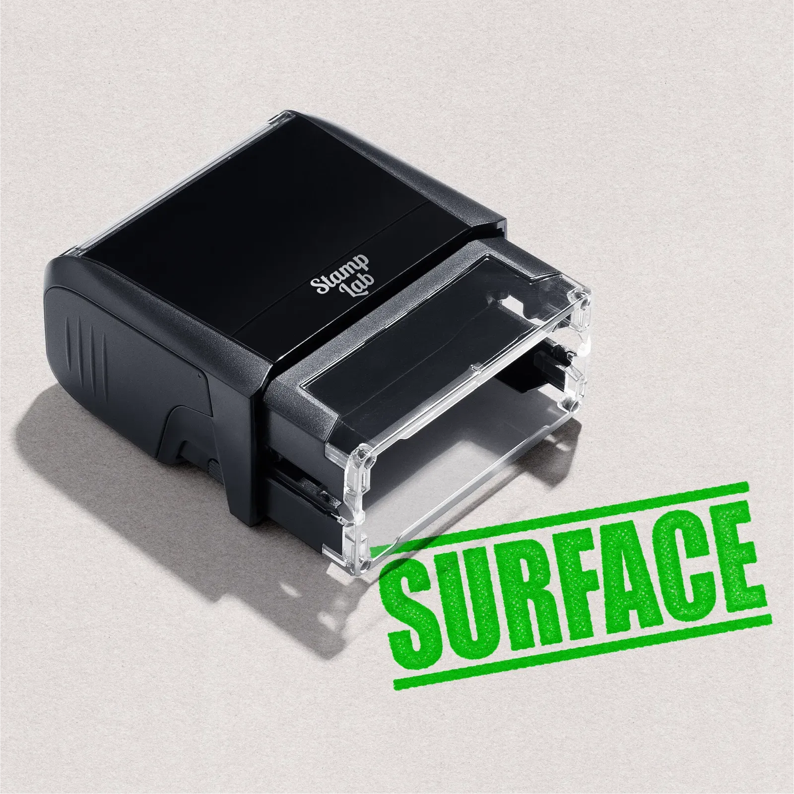 Self-inking "Surface" stamp, readymade design Apple-green ink