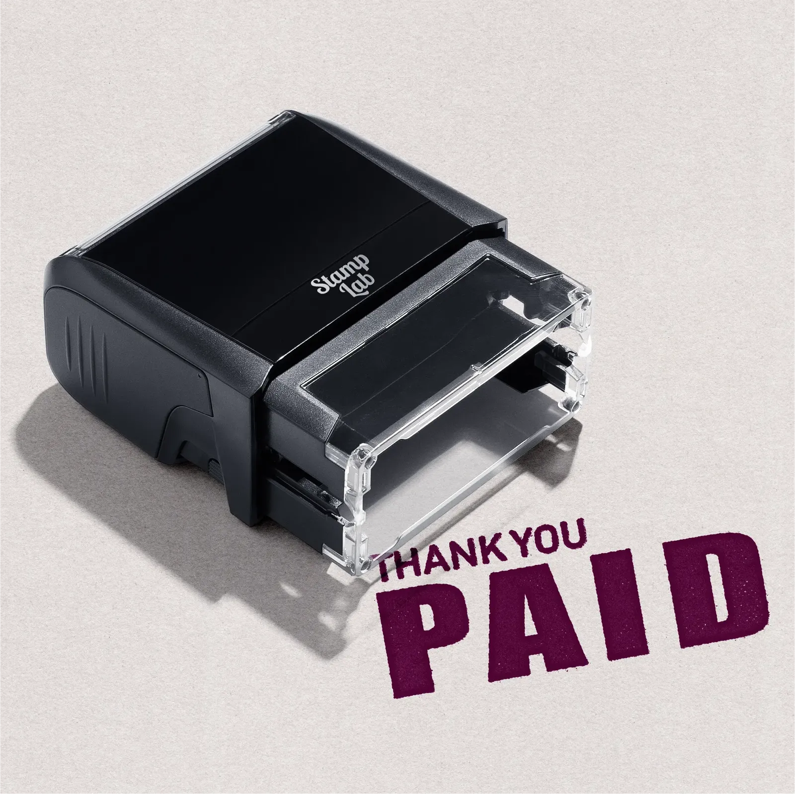 self-inking "Thank you Paid" stamp Maroon Ink