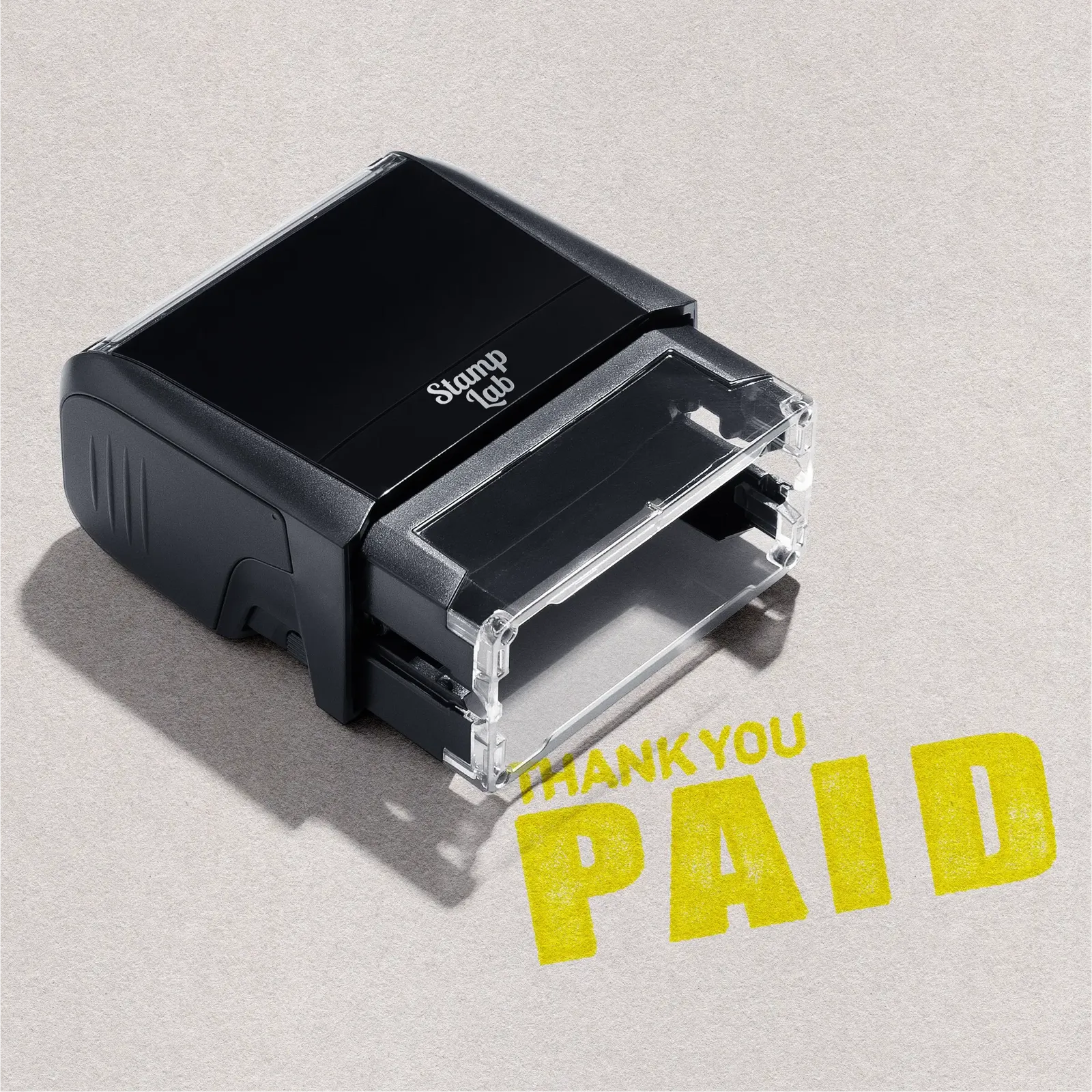 readymade Thank you Paid stamp Yellow Ink