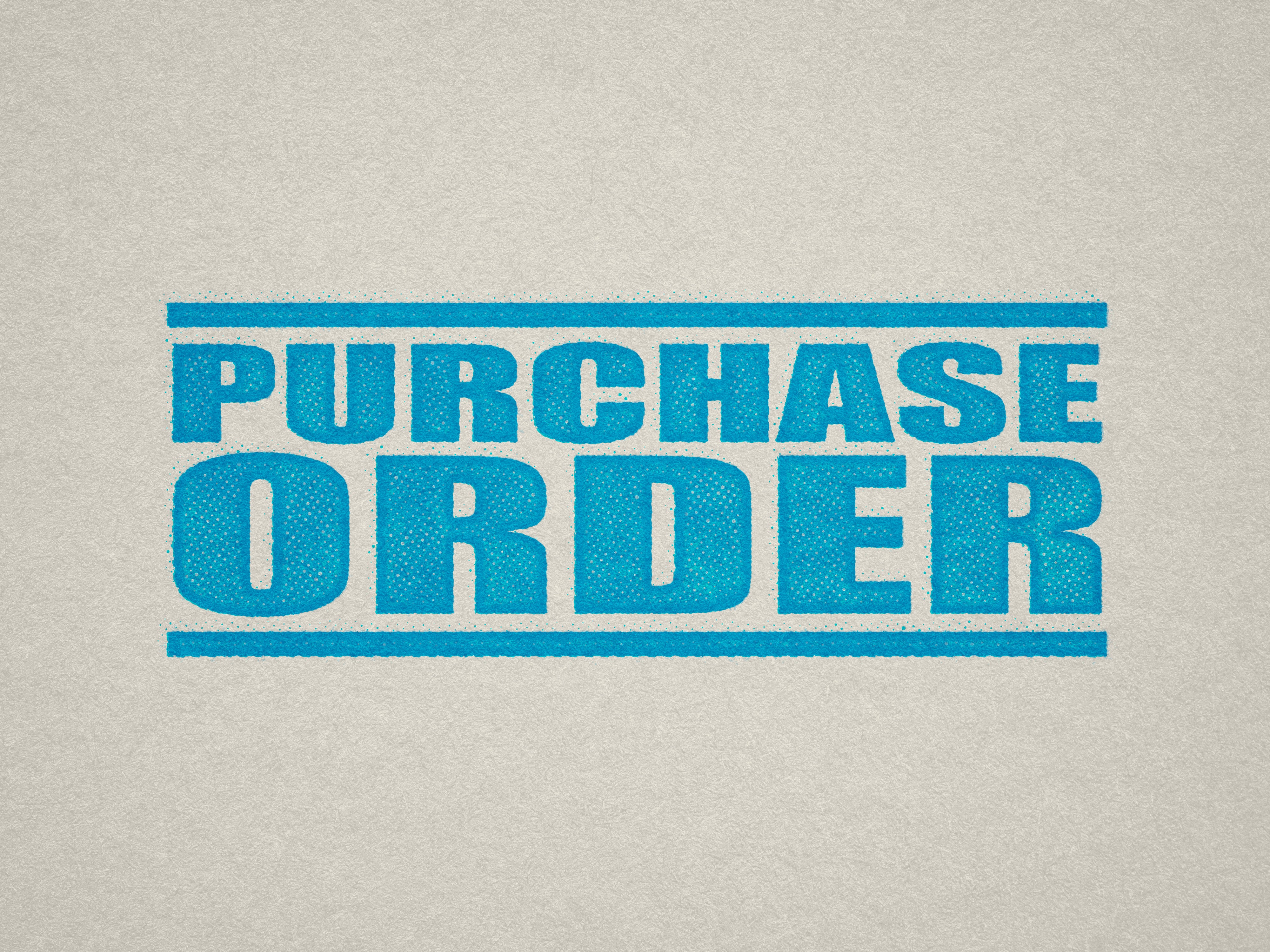 Turquoise Purchase Order stamp readymade off the shelf design