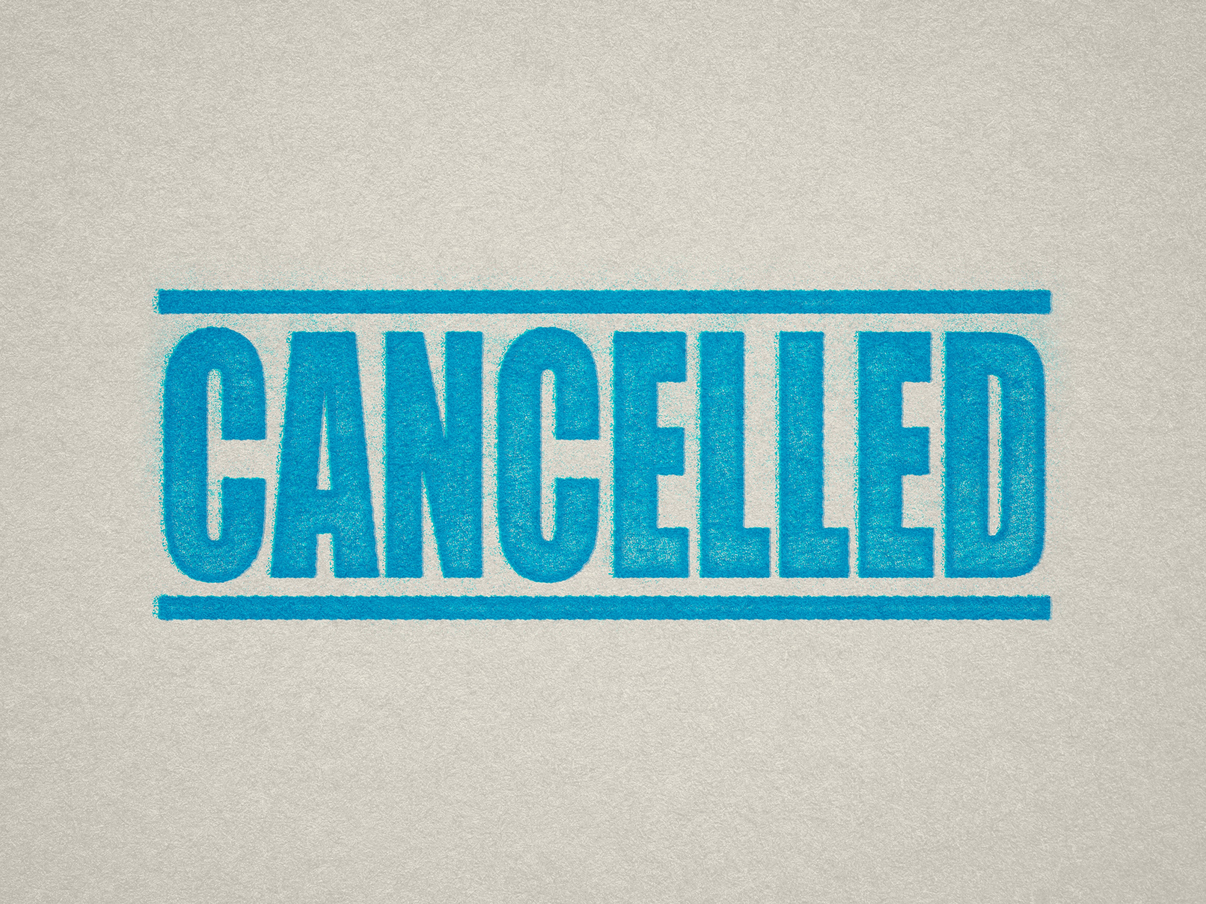 mock up design of 'Cancelled' rubber stamp turquoise ink in paper background stampers hand stamp office business inventory documents self inking prefill refillable stamps stamping