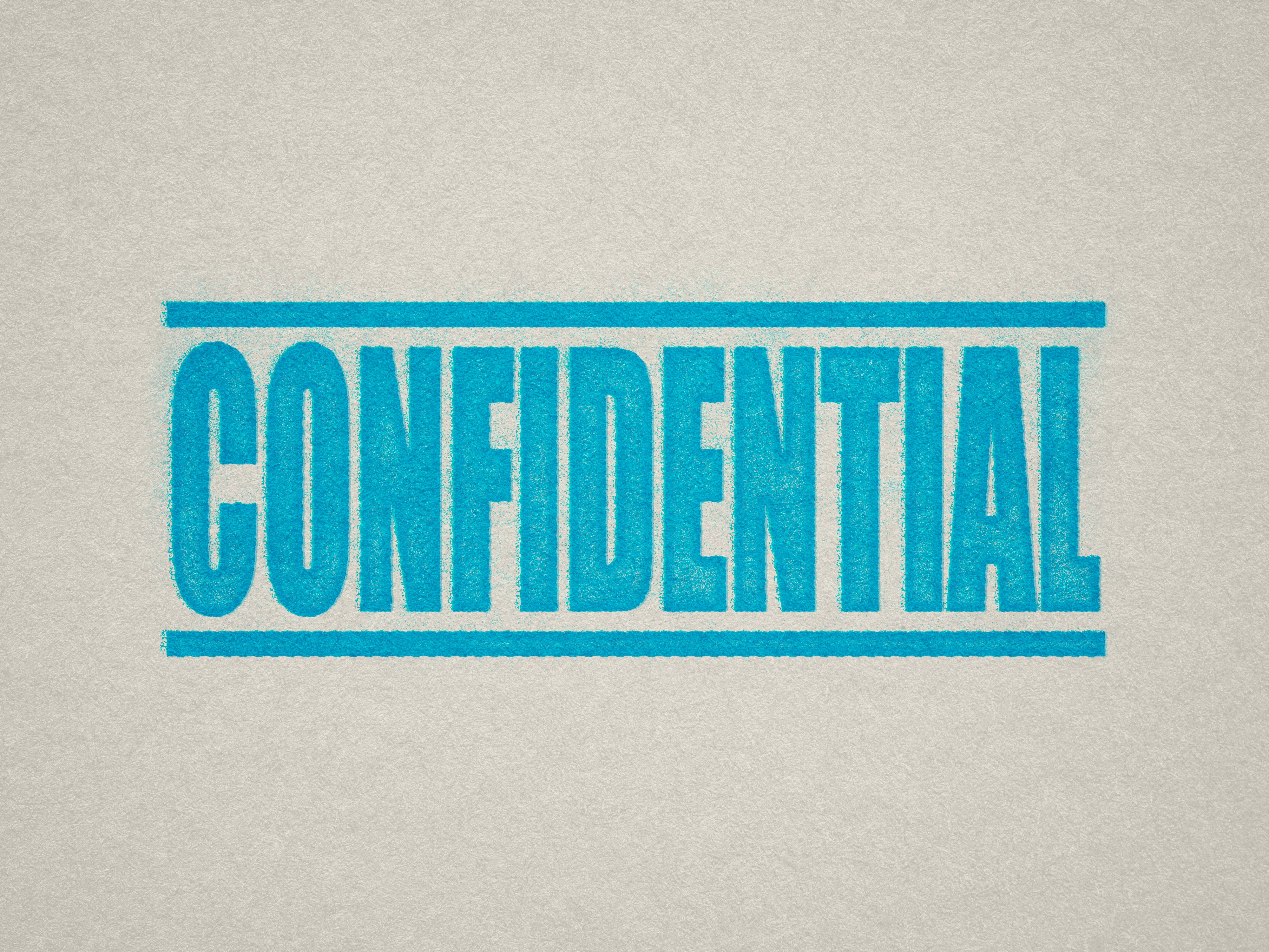 mock up design of 'Confidential' rubber stamp turquoise ink in paper background stampers hand stamp office business inventory documents self inking prefill refillable stamps stamping cyan