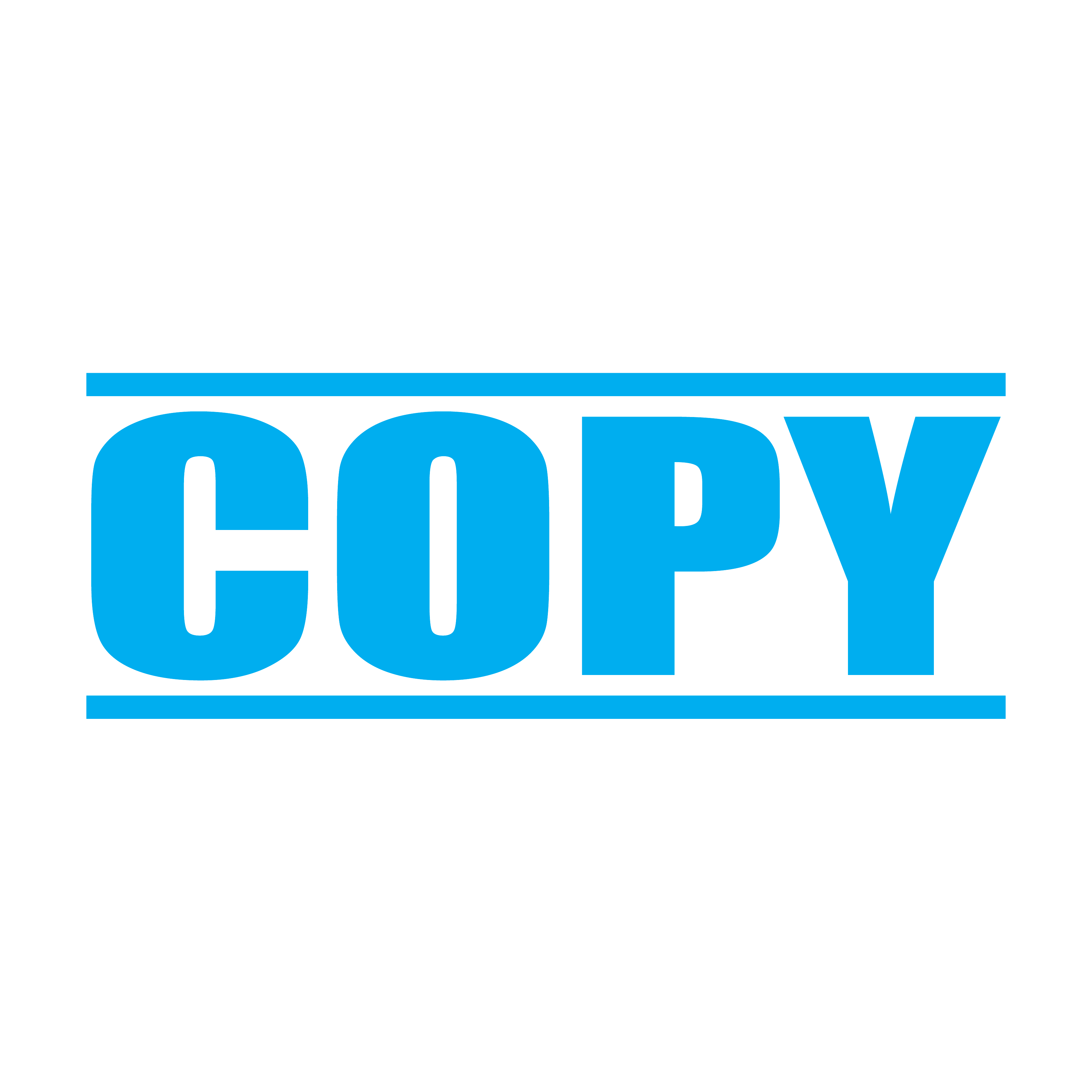 "A cyan self inking rubber stamp with the word 'COPY' printed in bold capital letters in turquoise ink. stampers hand stamp office business inventory documents sky blue ink
"