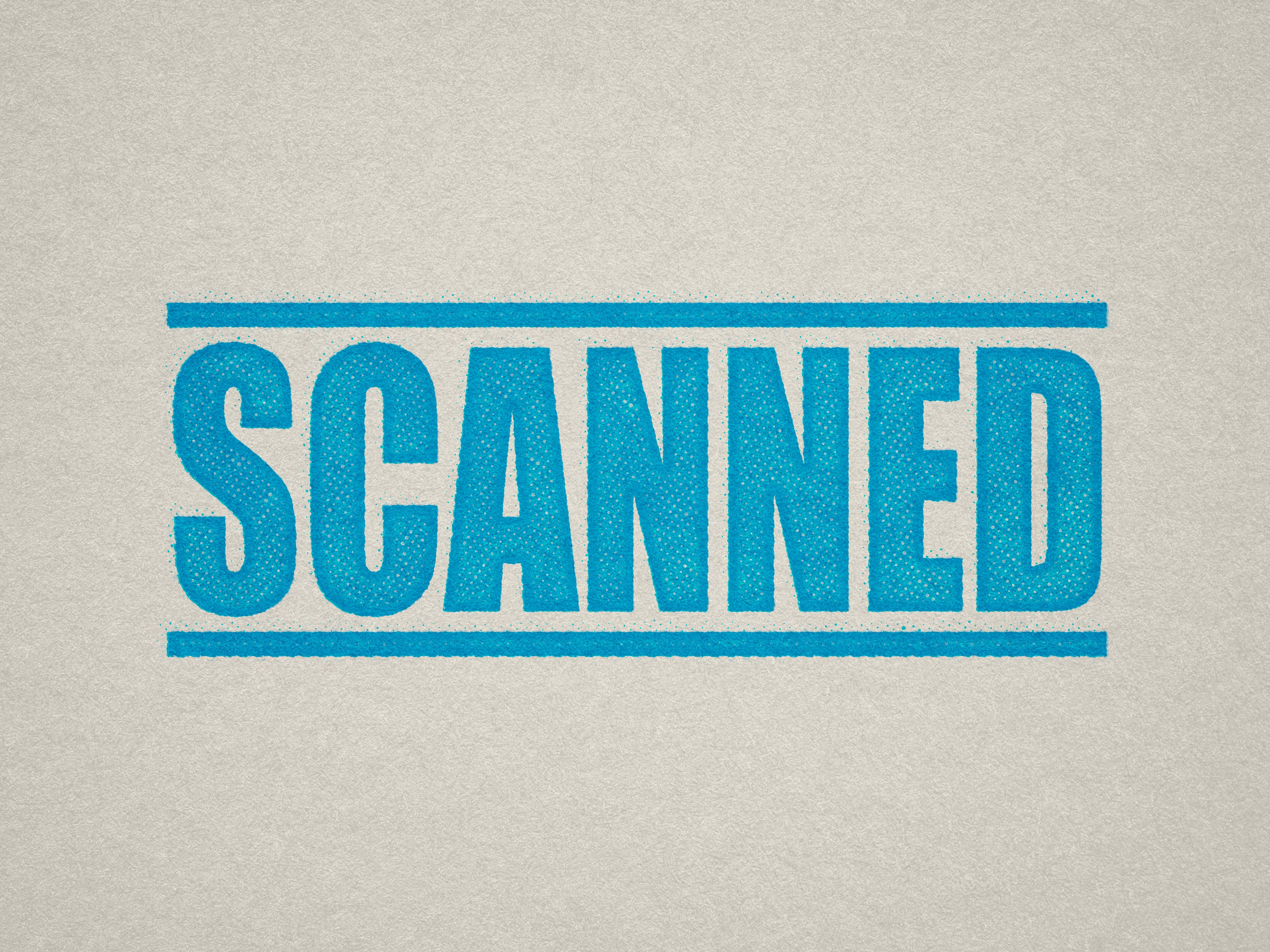 Mock up design or lifestyle image of 'SCANNED' rubber stamp turquoise ink in paper background stampers hand stamp office business inventory documents self inking prefill refillable stamps stamping