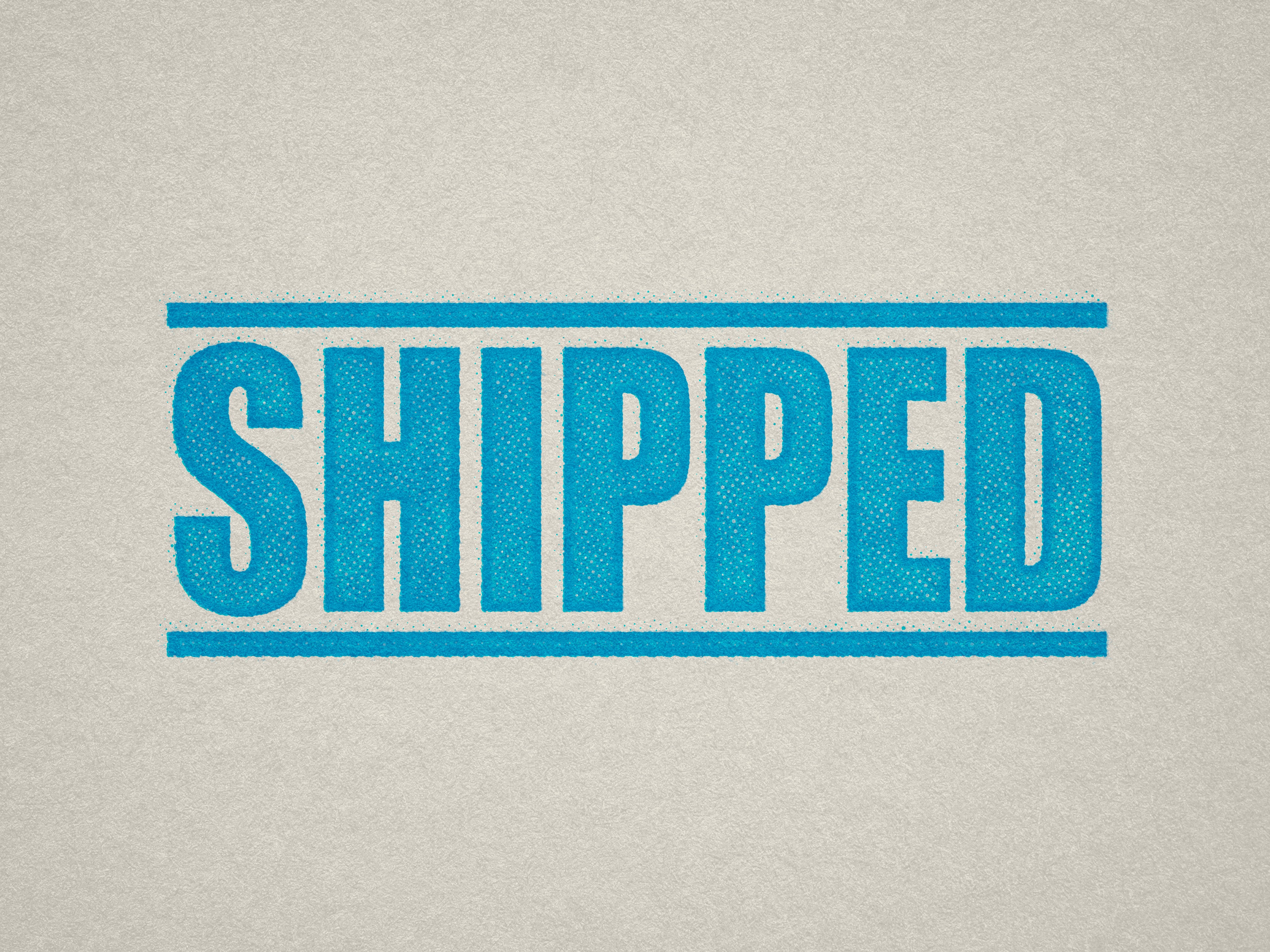 Shipped stamp turquoise ink