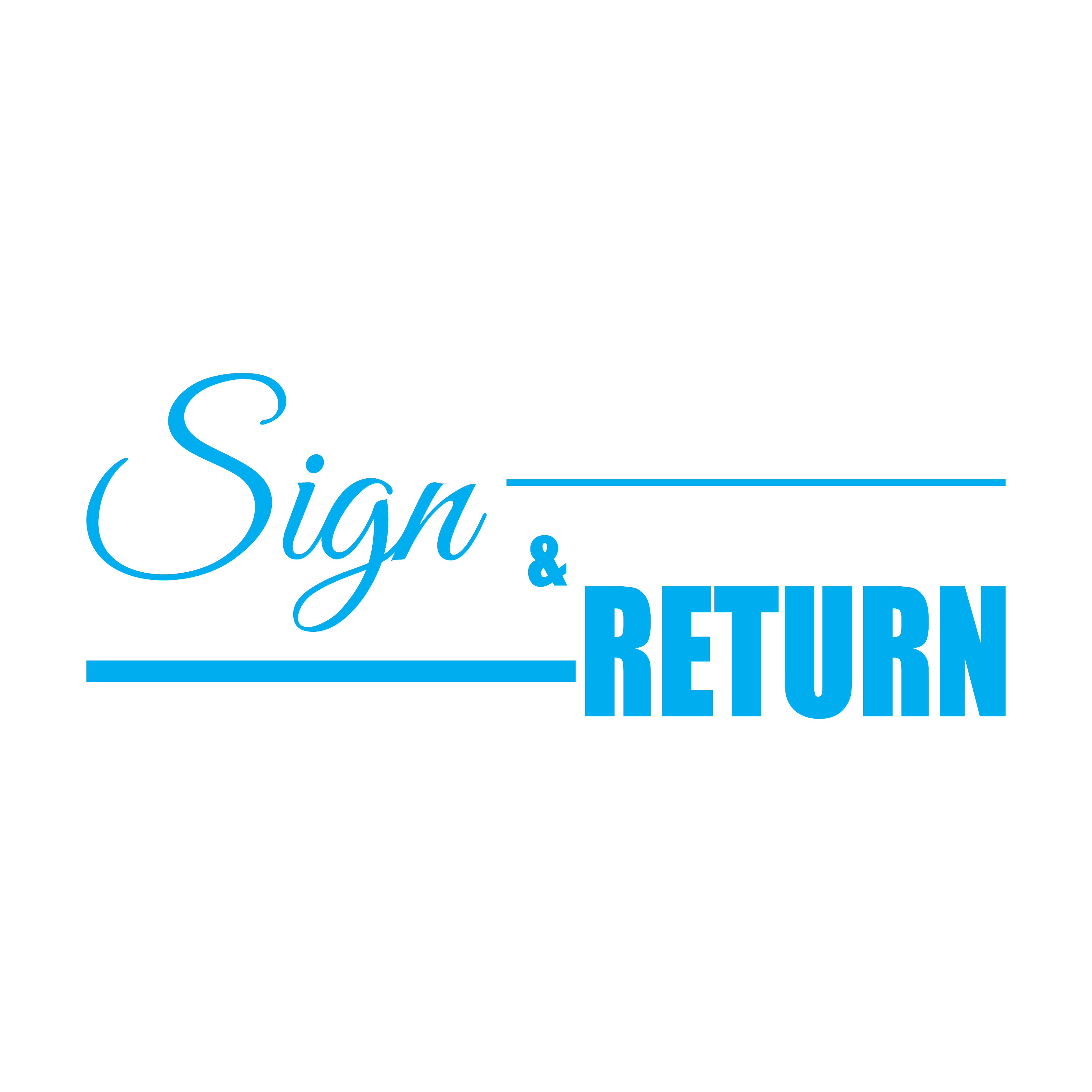 Sign and Return stamp turquoise ink