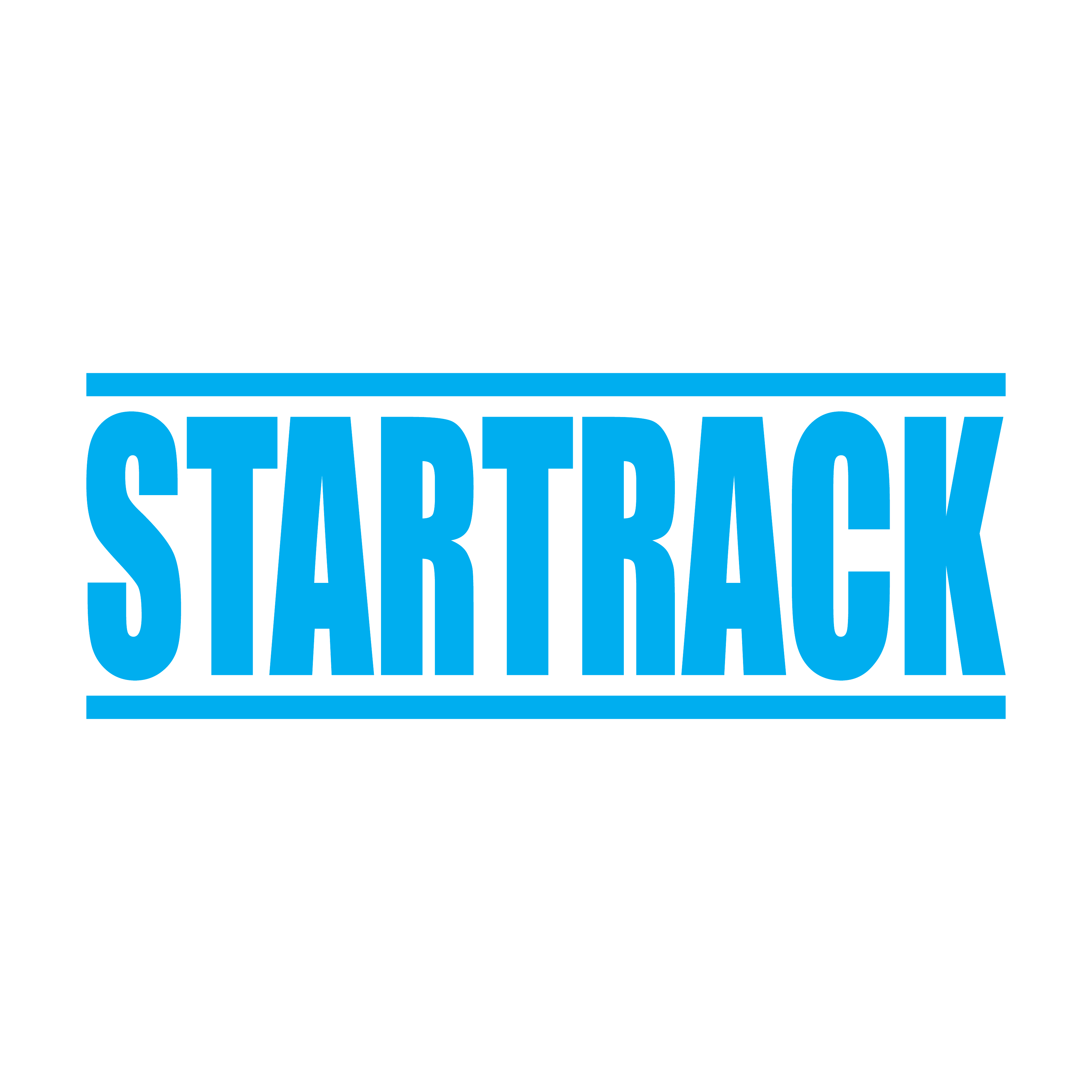 A Turquoise Startrack stamp with a bold, clear impression on a white background.