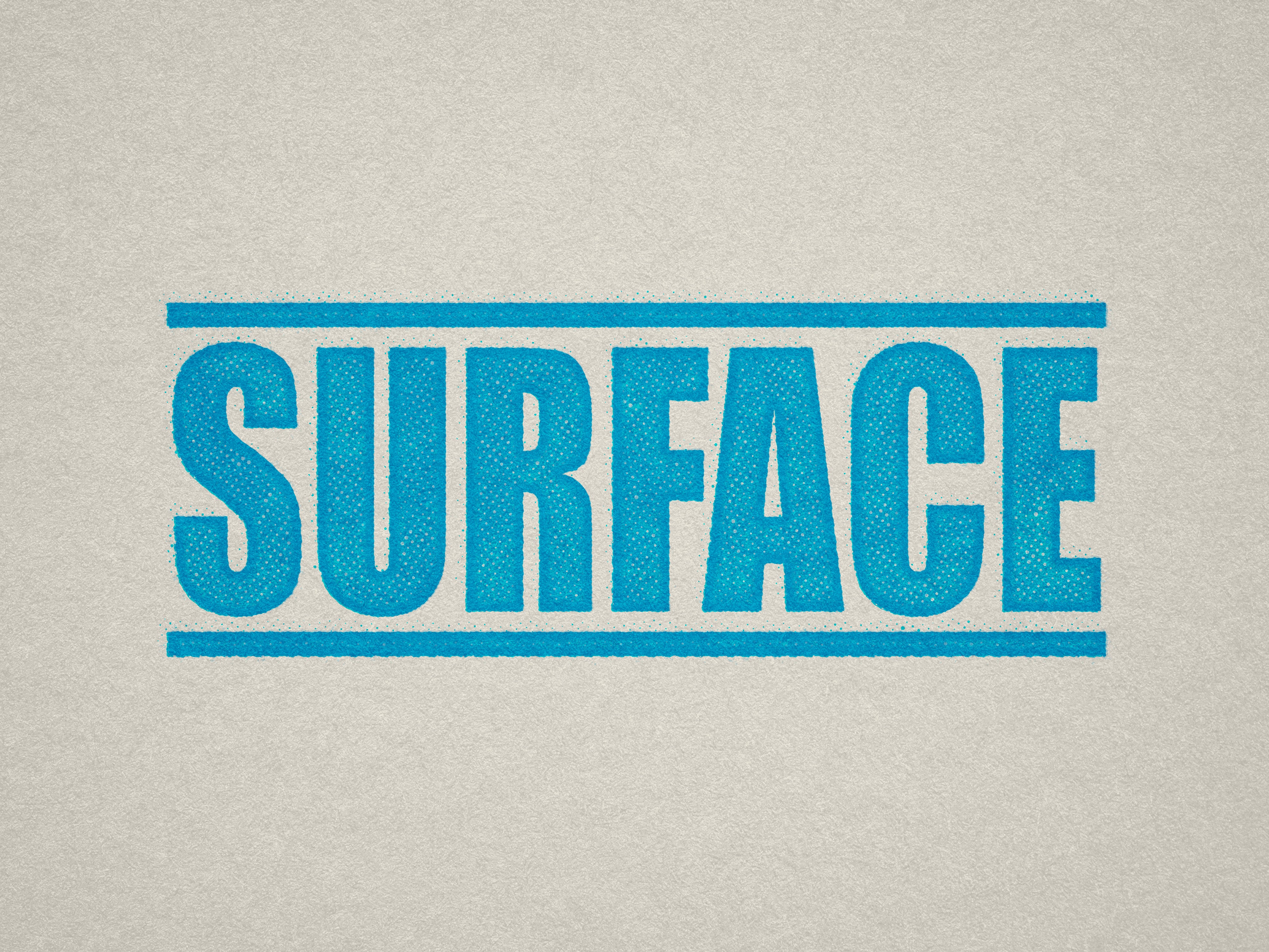 pre-inked rubber stamp "Surface" text Turquoise ink