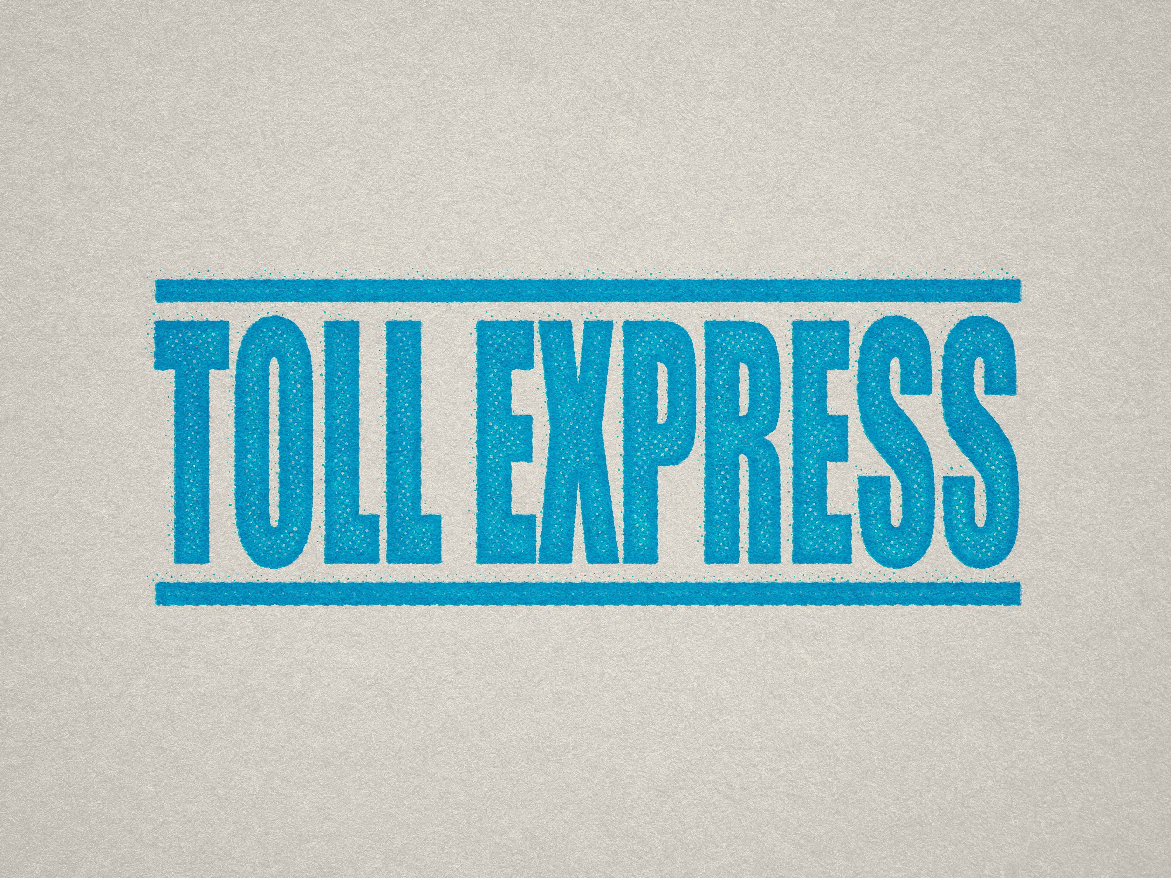 Toll Express rubber stamp design turquoise ink