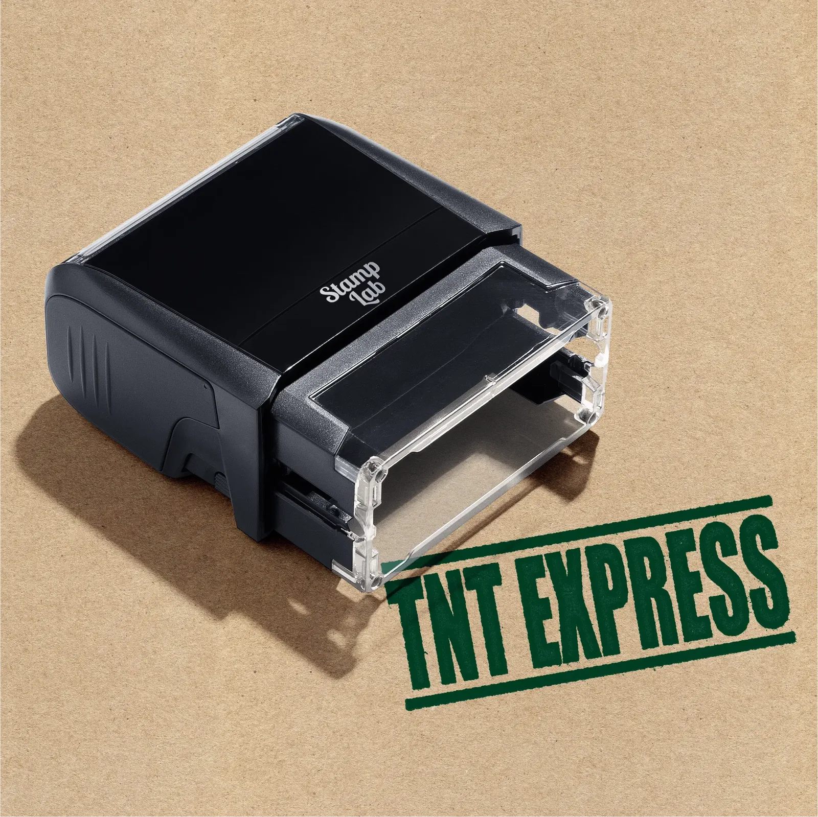 pre-designed TNT Express logistics shipping stamp green ink