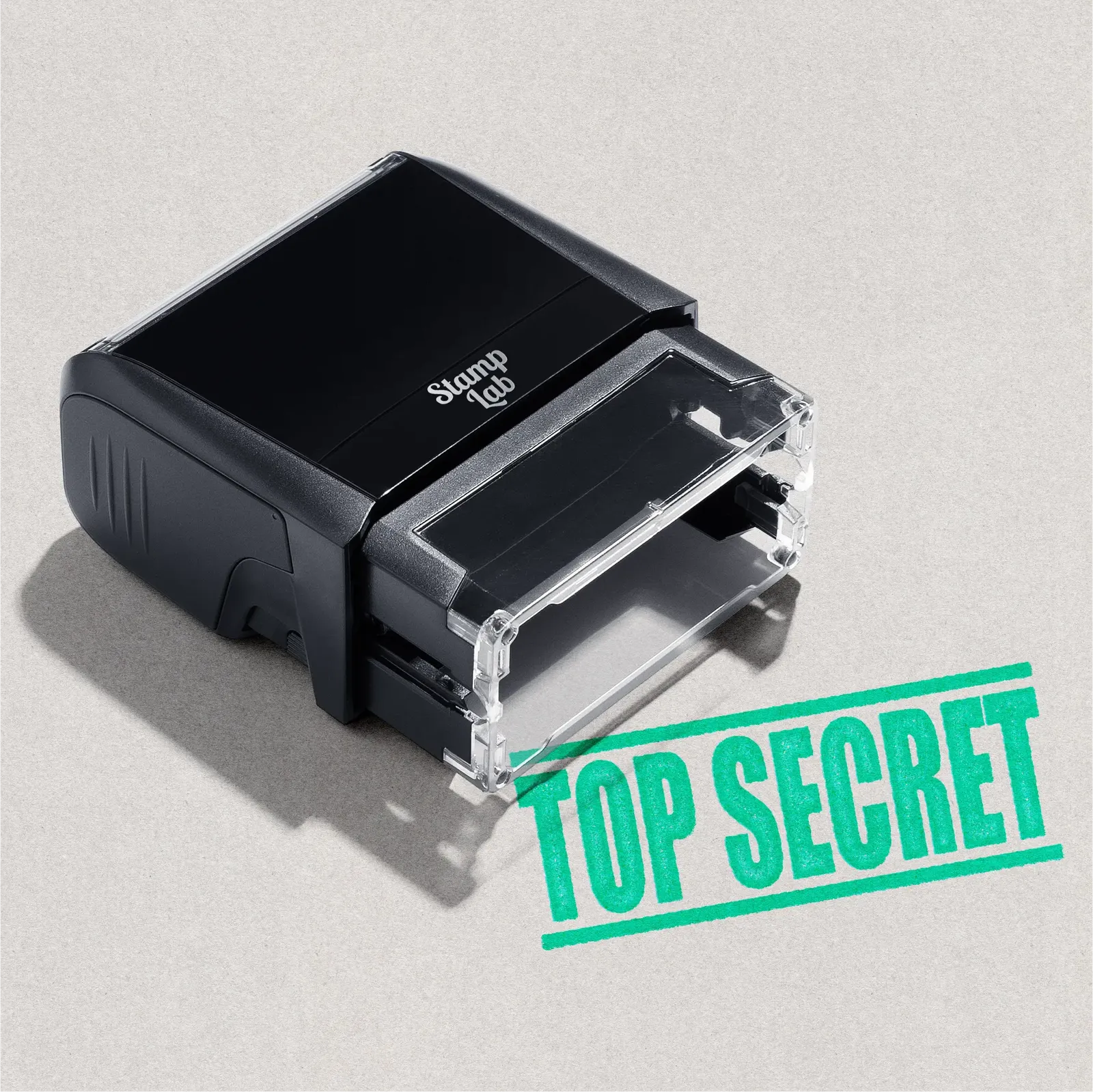 self-inking rubber stamp with Top Secret design mint ink