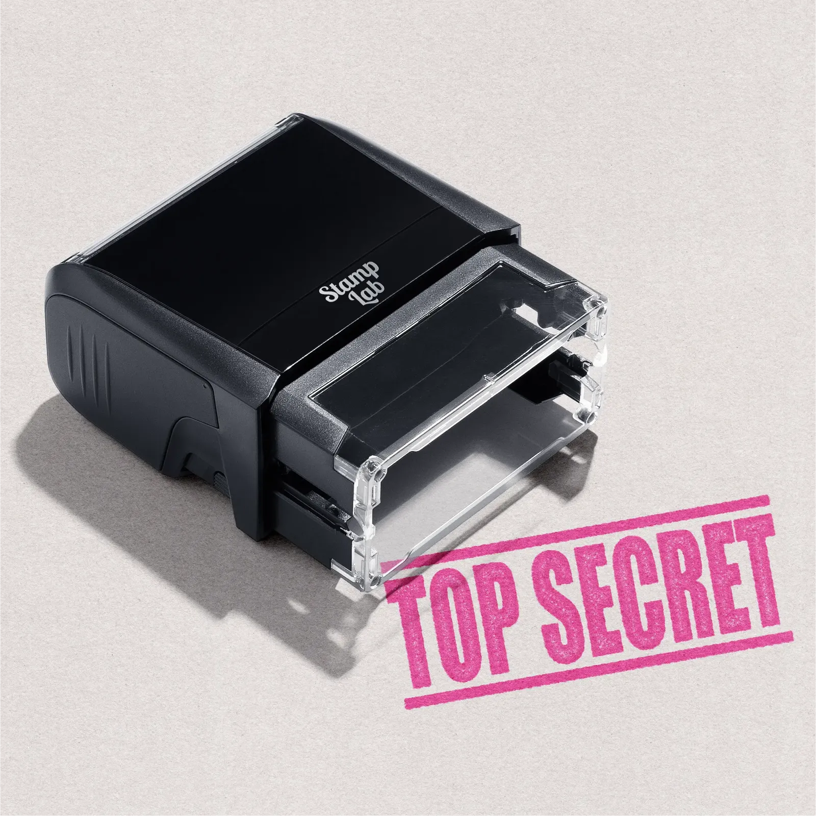 self-inking stamp pink ink Top Secret design