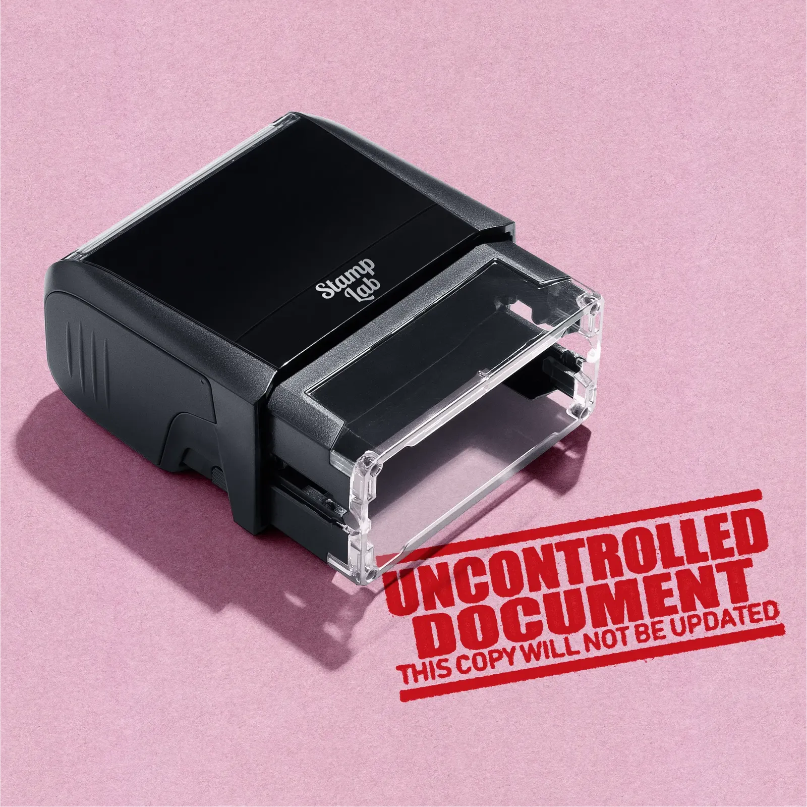 Ready Made self-inking stamp Red design "Uncontrolled Document Stamp This copy will not be updated"