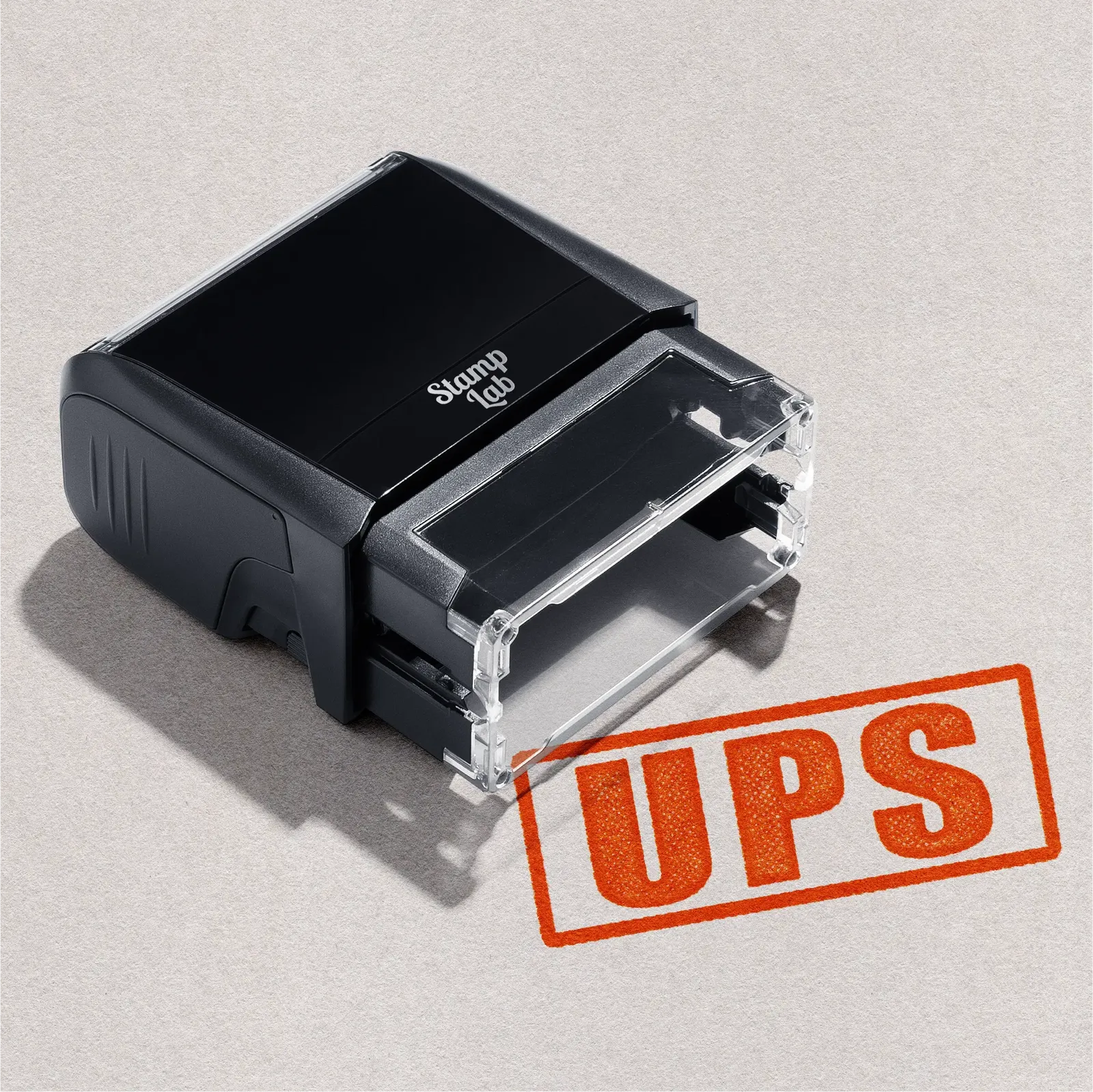 ready made rubber stamp UPS design Orange ink