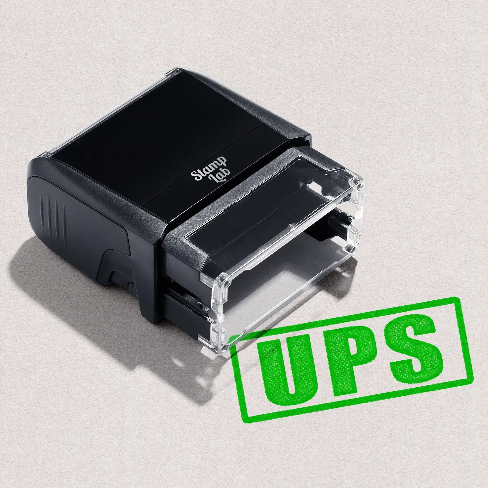Pre-designed UPS text stamp self-inking stamp