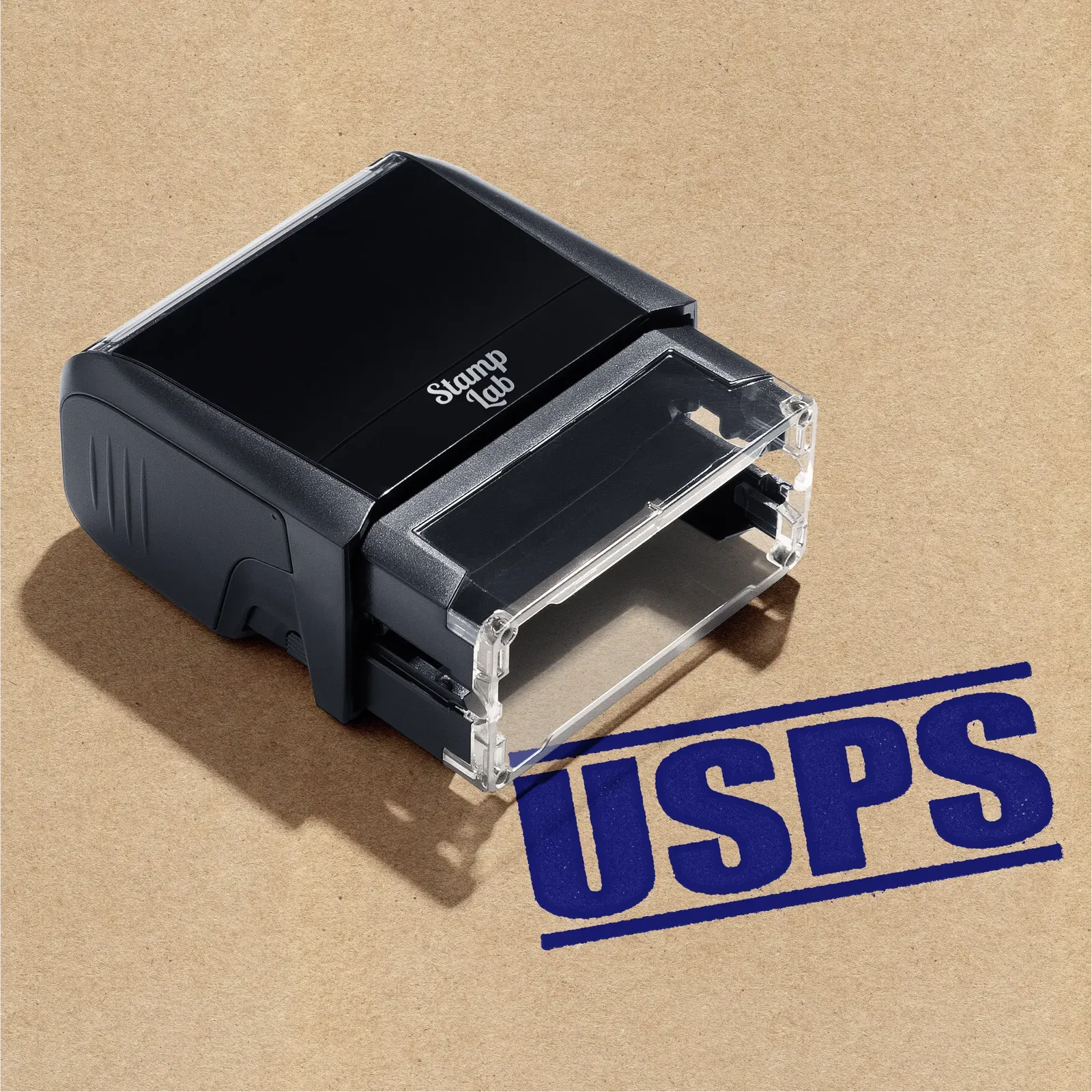 USPS logistics stamp blue ink